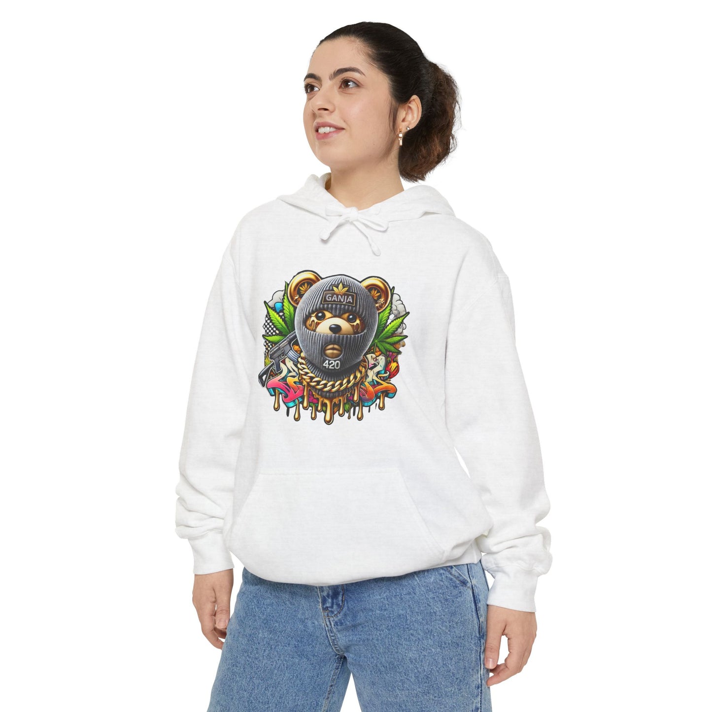 Artistic Bear Hoodie, Unisex Pullover, Unique Graphic Sweatshirt, Cozy Gift for Nature Lovers, Trendy Streetwear