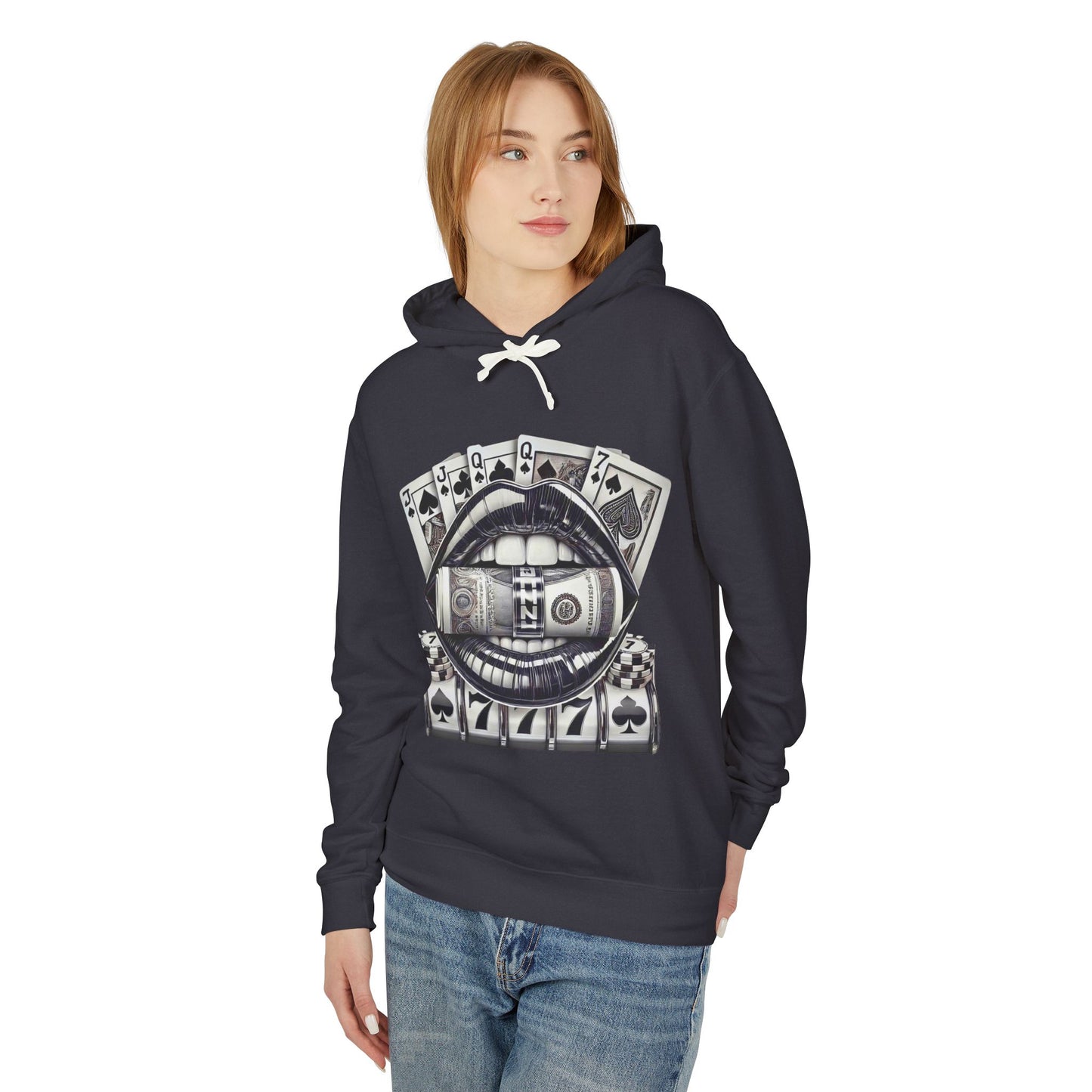 Vintage Casino Vibe Hoodie, Unisex Lightweight Hooded Sweatshirt, Gambling Gift, Poker Night, Casual Streetwear, Fun Fashion