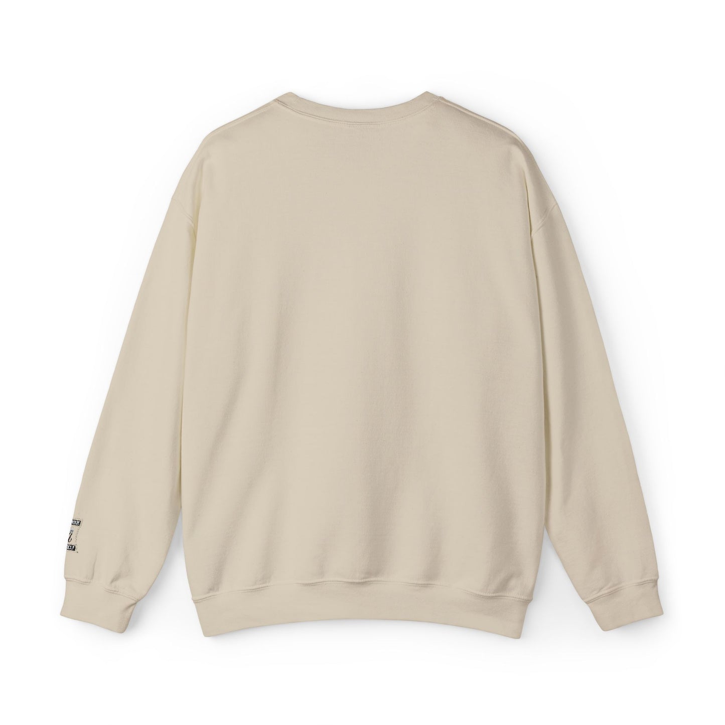 Minimalist White Crewneck Sweatshirt with Small Chest & Sleeve Graphic
