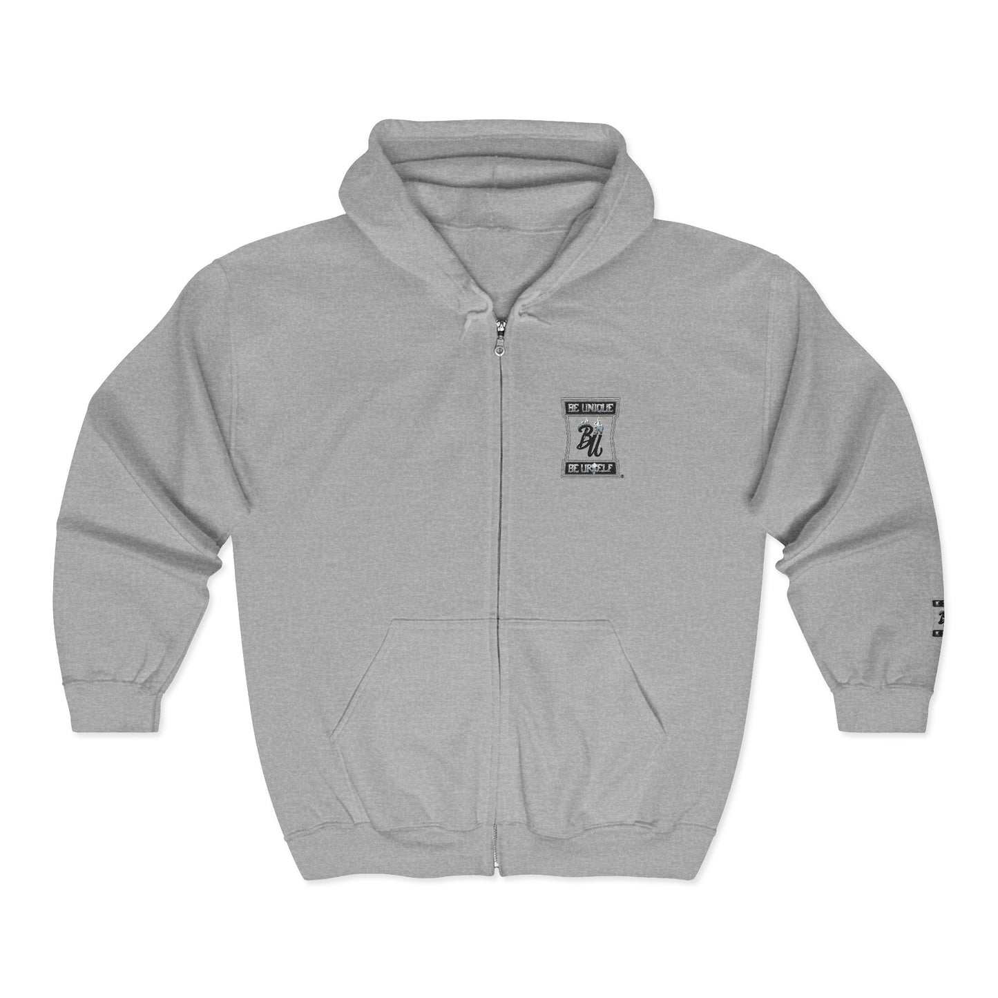 Black Full-Zip Hoodie with Minimalist Motorcycle Club Patch Design