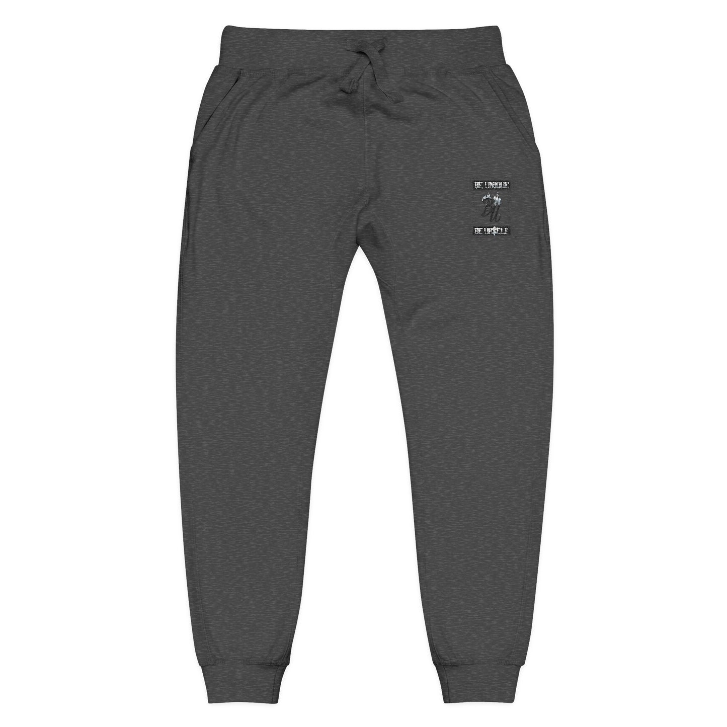 Embroidered Fleece Sweatpants — Minimal Black Patch Joggers