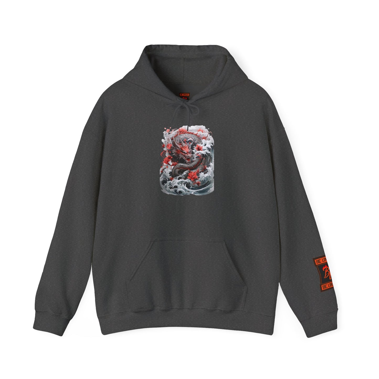 Dragon Wave Hoodie — Japanese Ink Koi Dragon Graphic Hooded Sweatshirt