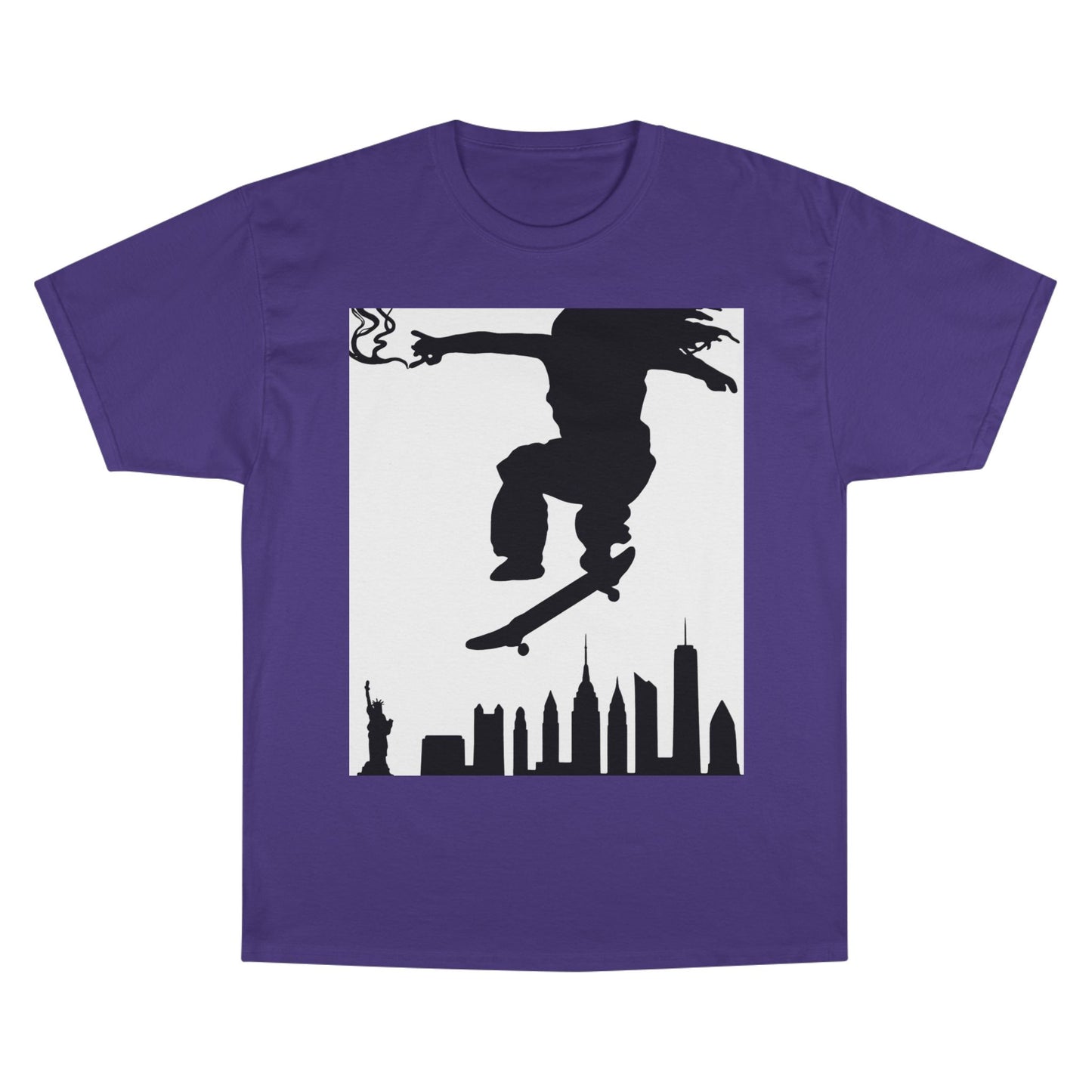 Skateboarder Silhouette T-Shirt — Urban NYC Skyline Skate Tee