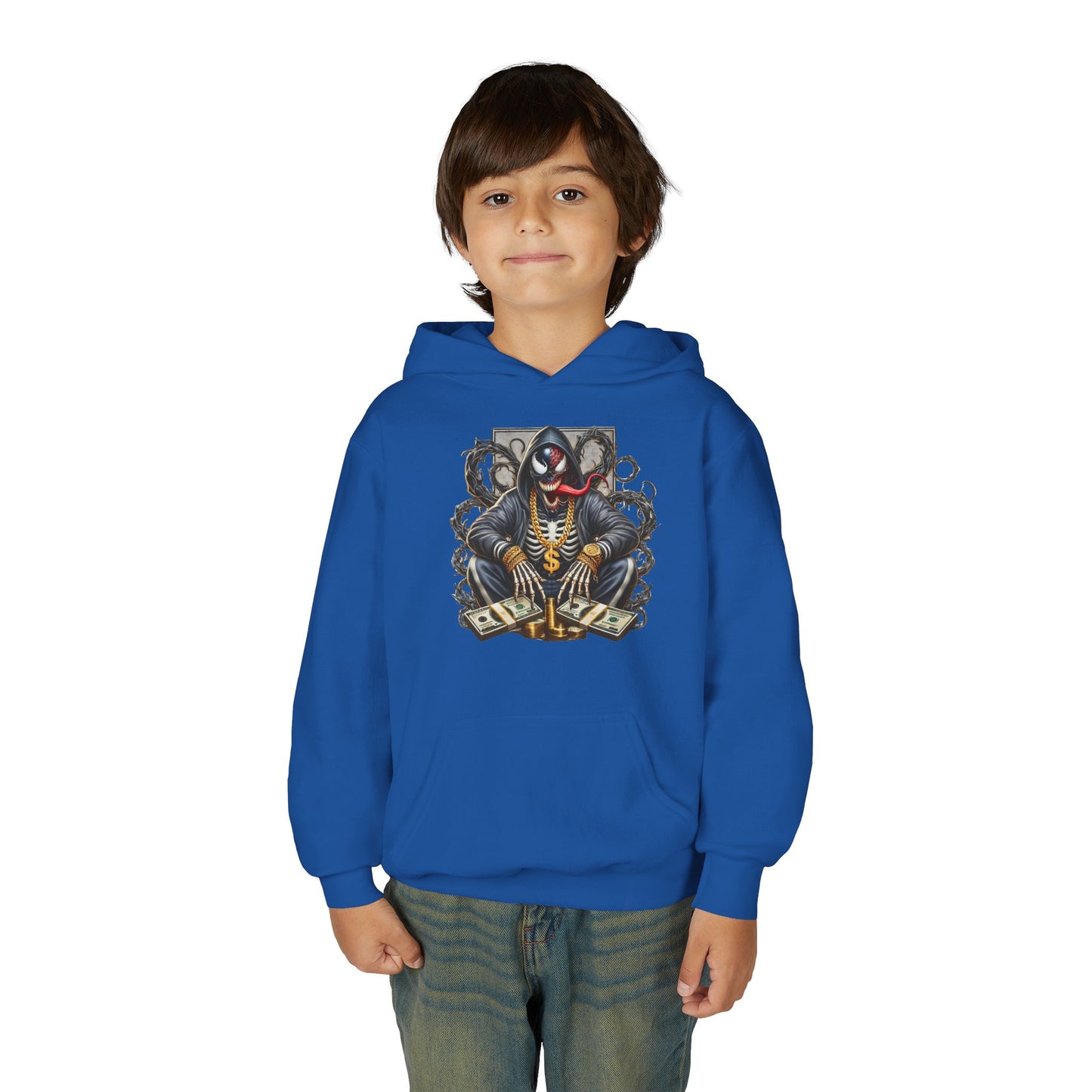 Youth Hoodie — Be Unique Be Urself Graphic Hoodie with Octopus Skull Design