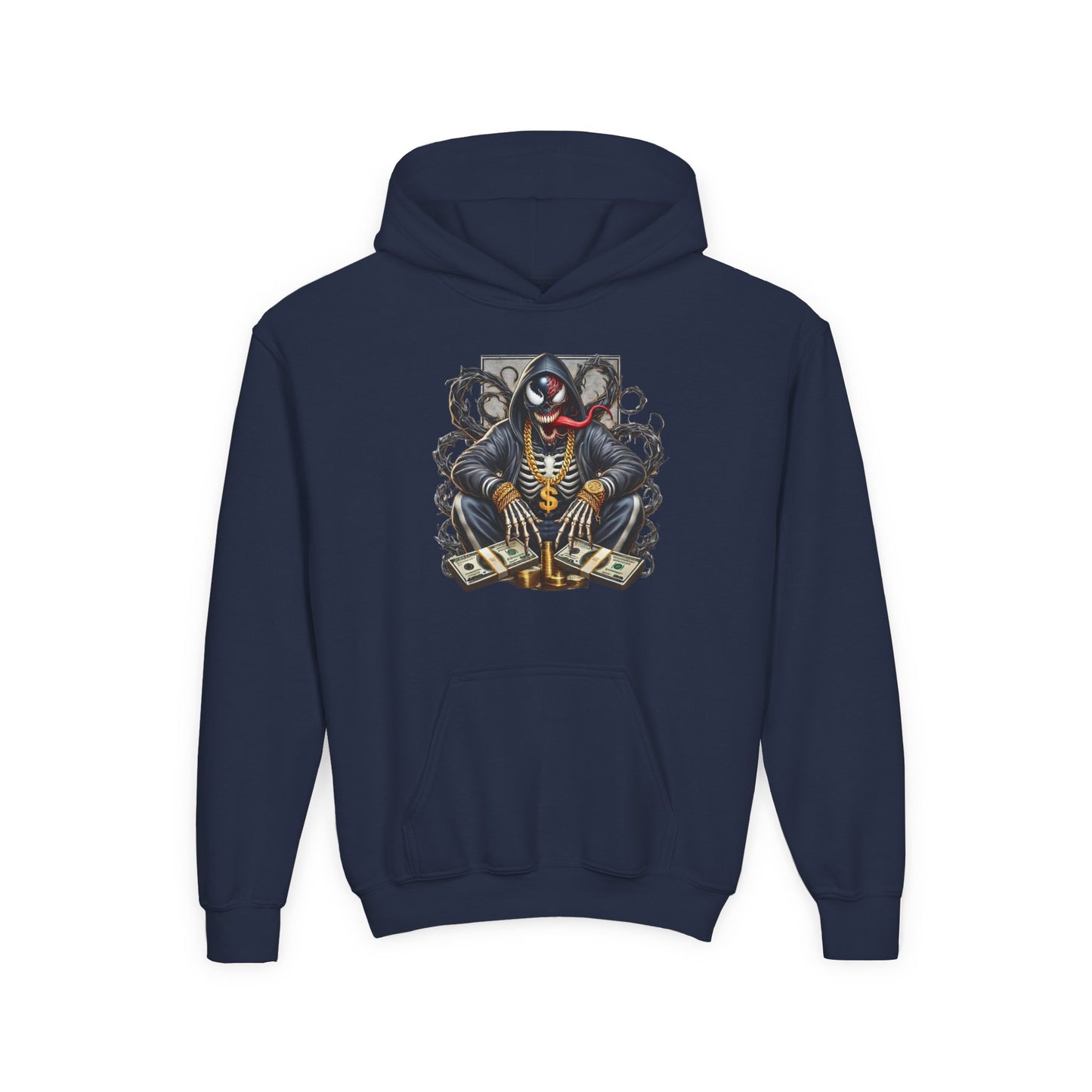 Youth Hoodie — Be Unique Be Urself Graphic Hoodie with Octopus Skull Design