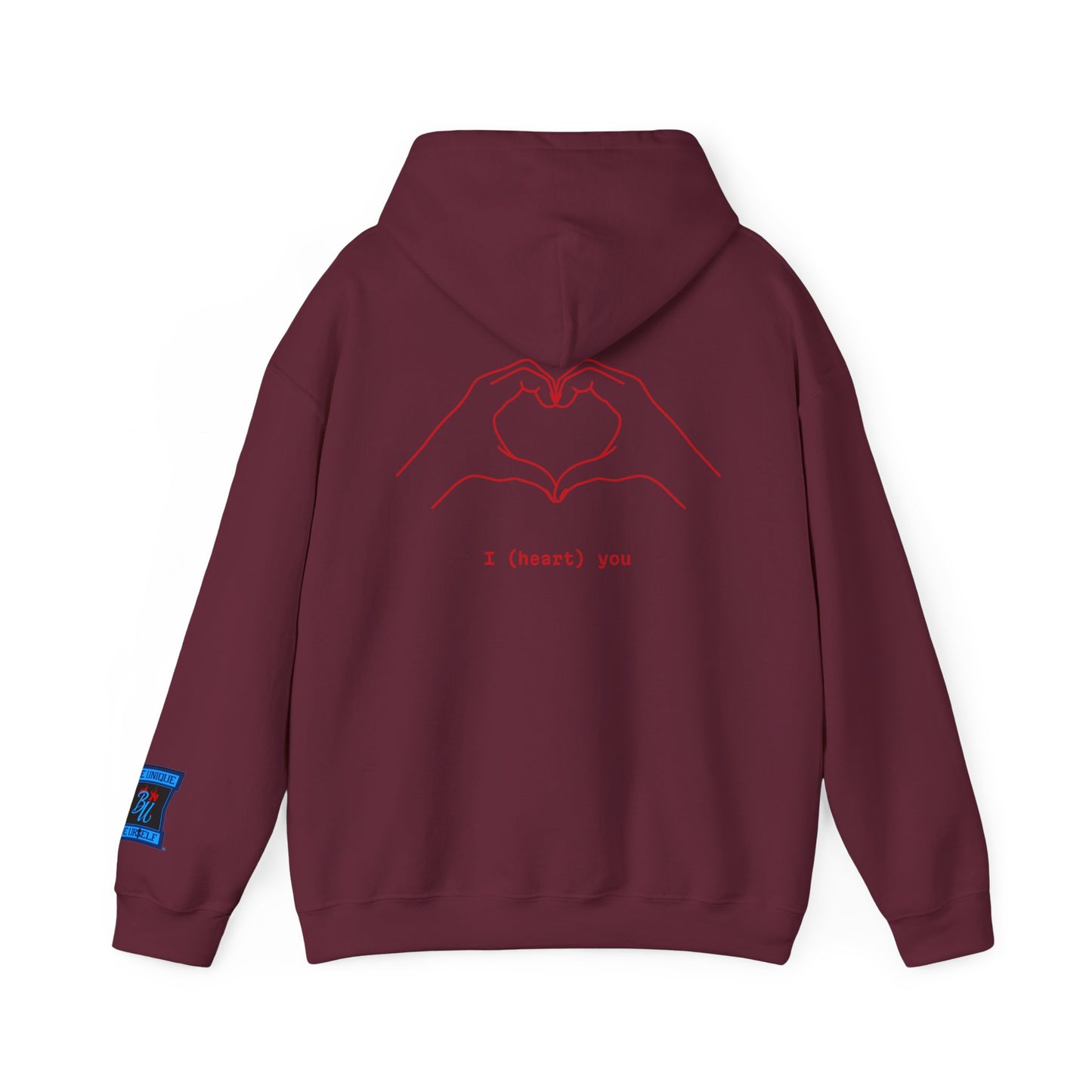 Heart Hands Hoodie — "I (heart) you" Minimal Valentine Sweatshirt