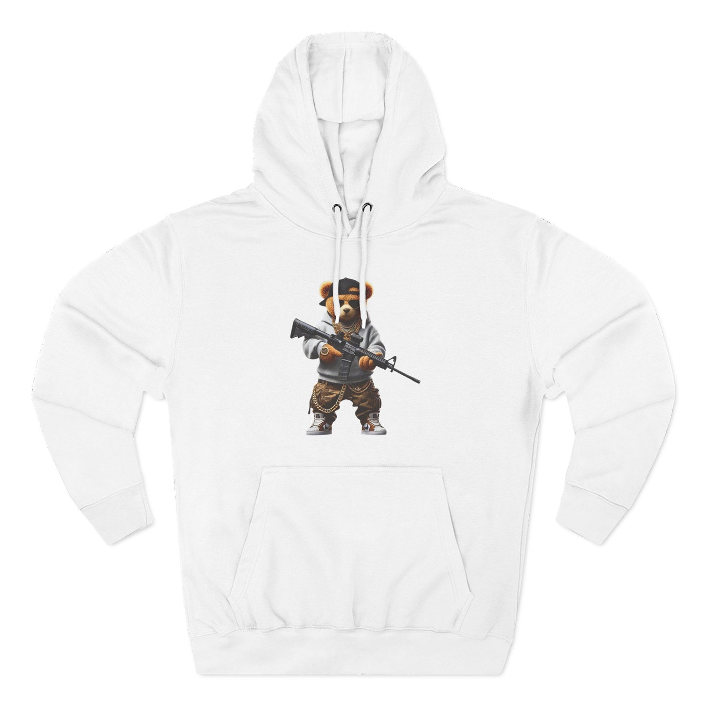 Be Unique Be Urself Hoodie — Cute Bear Soldier Graphic Fleece Pullover