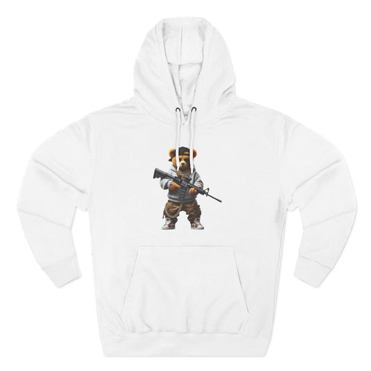 Be Unique Be Urself Hoodie — Cute Bear Soldier Graphic Fleece Pullover