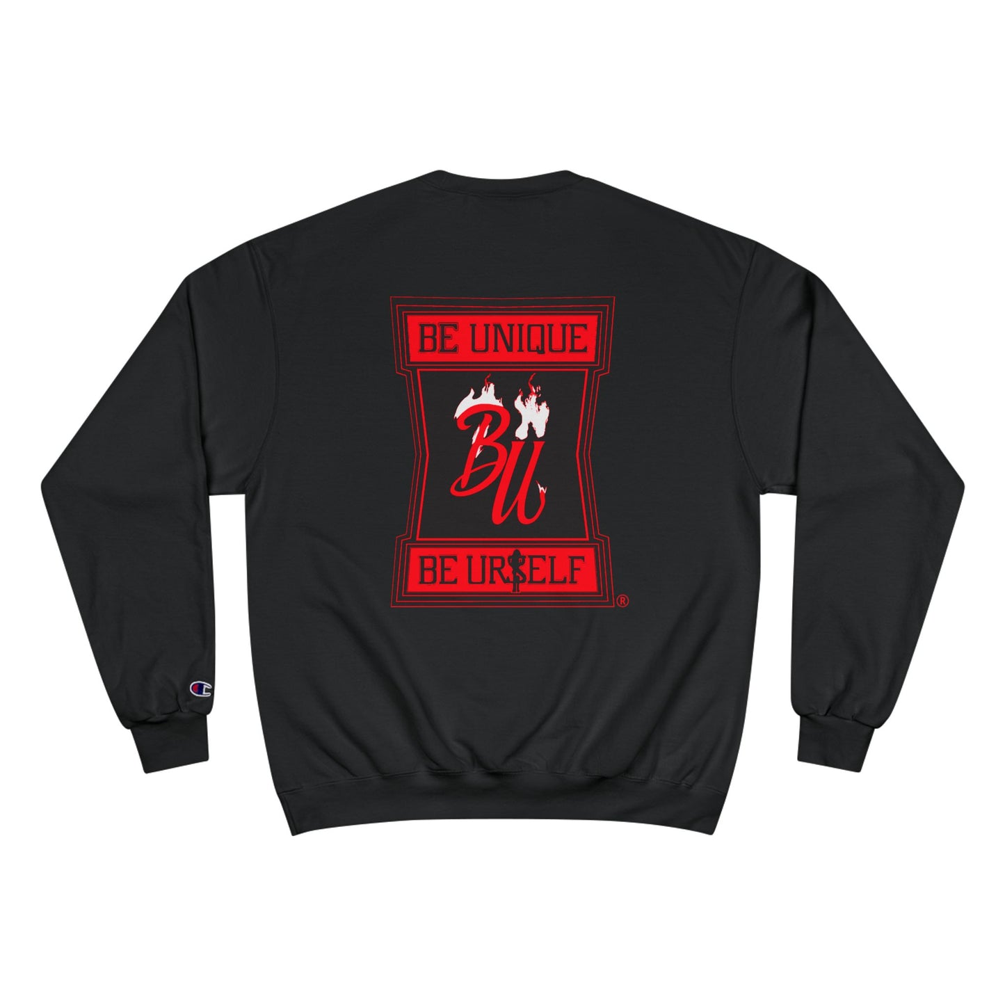 Creepy Teddy Bear Sweatshirt — 'Be Unique Be Urself' Graphic Champion Crewneck