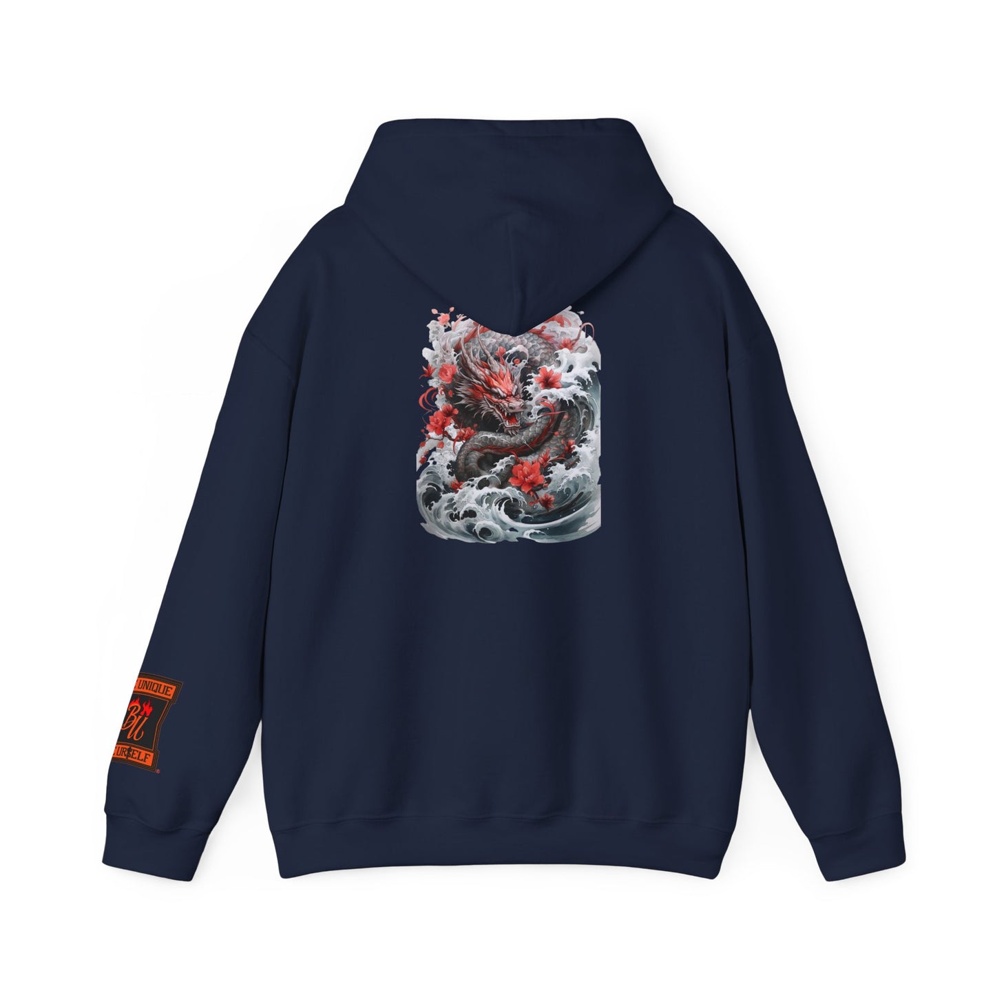 Dragon Wave Hoodie — Japanese Ink Koi Dragon Graphic Hooded Sweatshirt