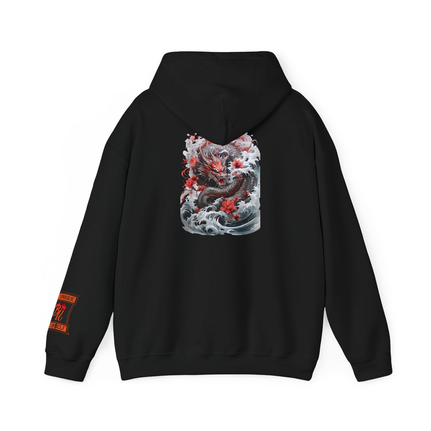 Dragon Wave Hoodie — Japanese Ink Koi Dragon Graphic Hooded Sweatshirt
