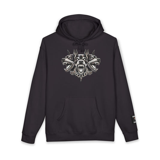 Hooded Sweatshirt with Fierce Three-Headed Dog Design - Perfect for Dog Lovers, Gift for Birthdays, Cool Streetwear, Casual Comfort, [...]