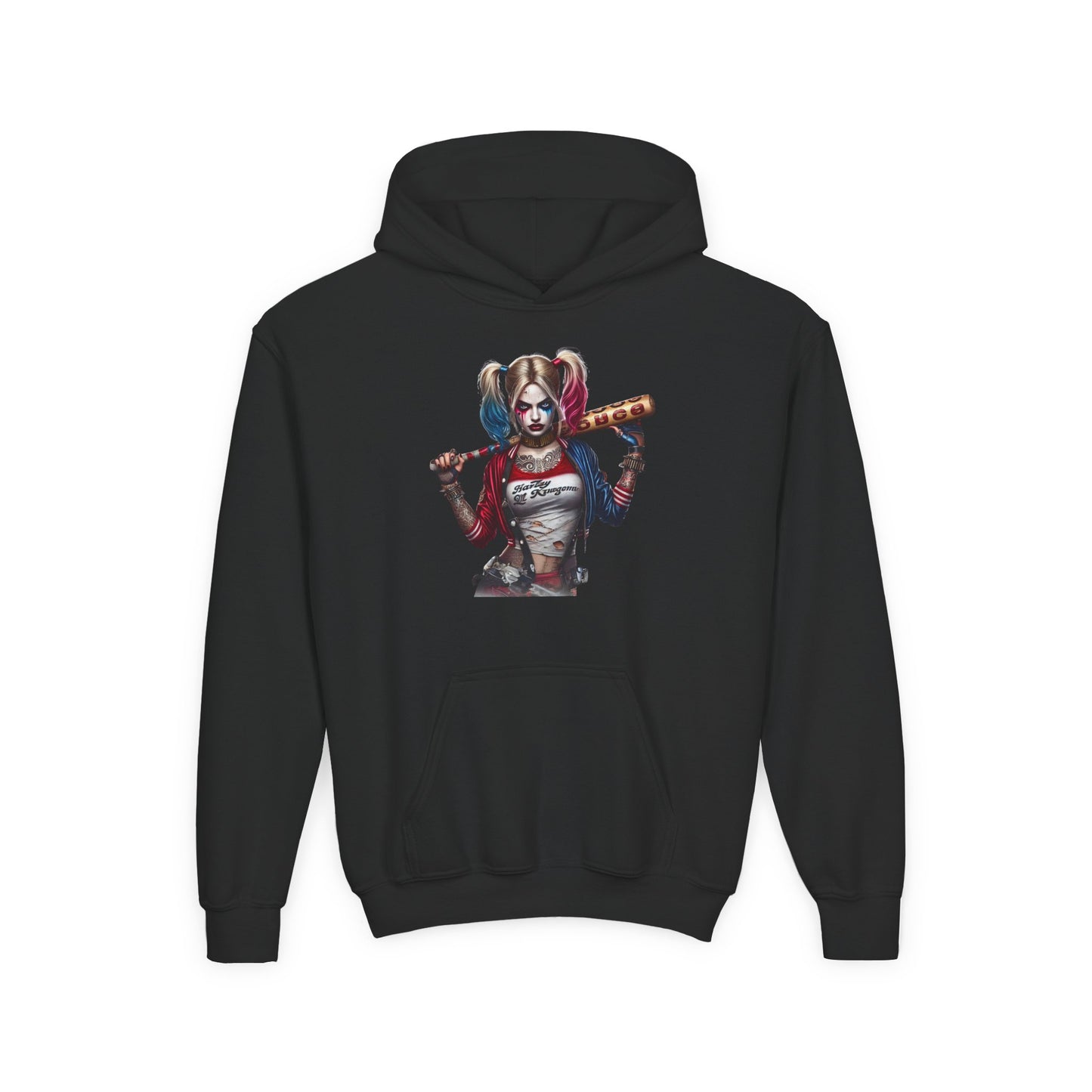 Harley Quinn Inspired Youth Hoodie, Be Unique Be Yourself Sweatshirt, Comic-Con Apparel, Kids Gift, Movie Fan Hoodie