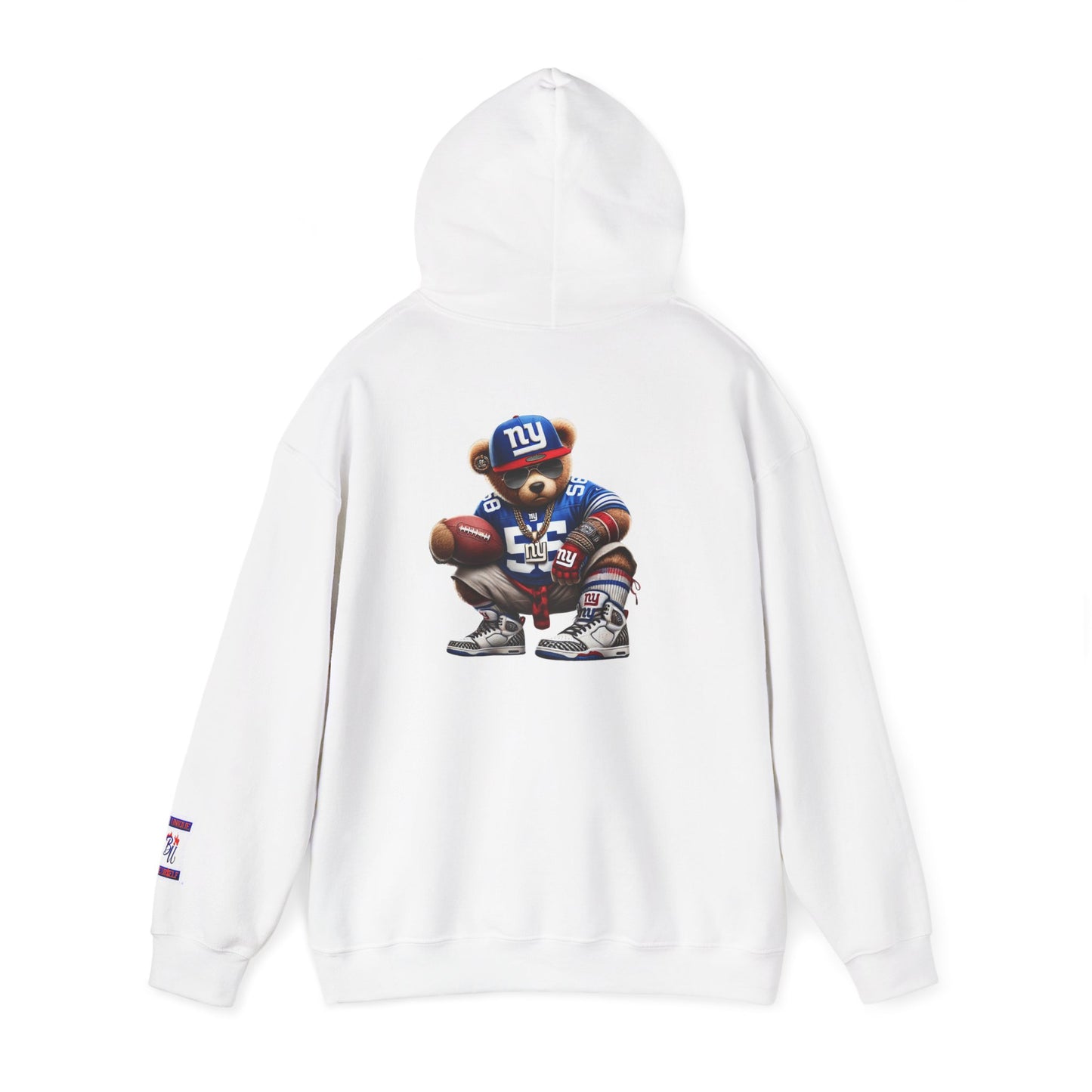 Football Bear Hoodie — Retro NYG Football Player Graphic Sweatshirt