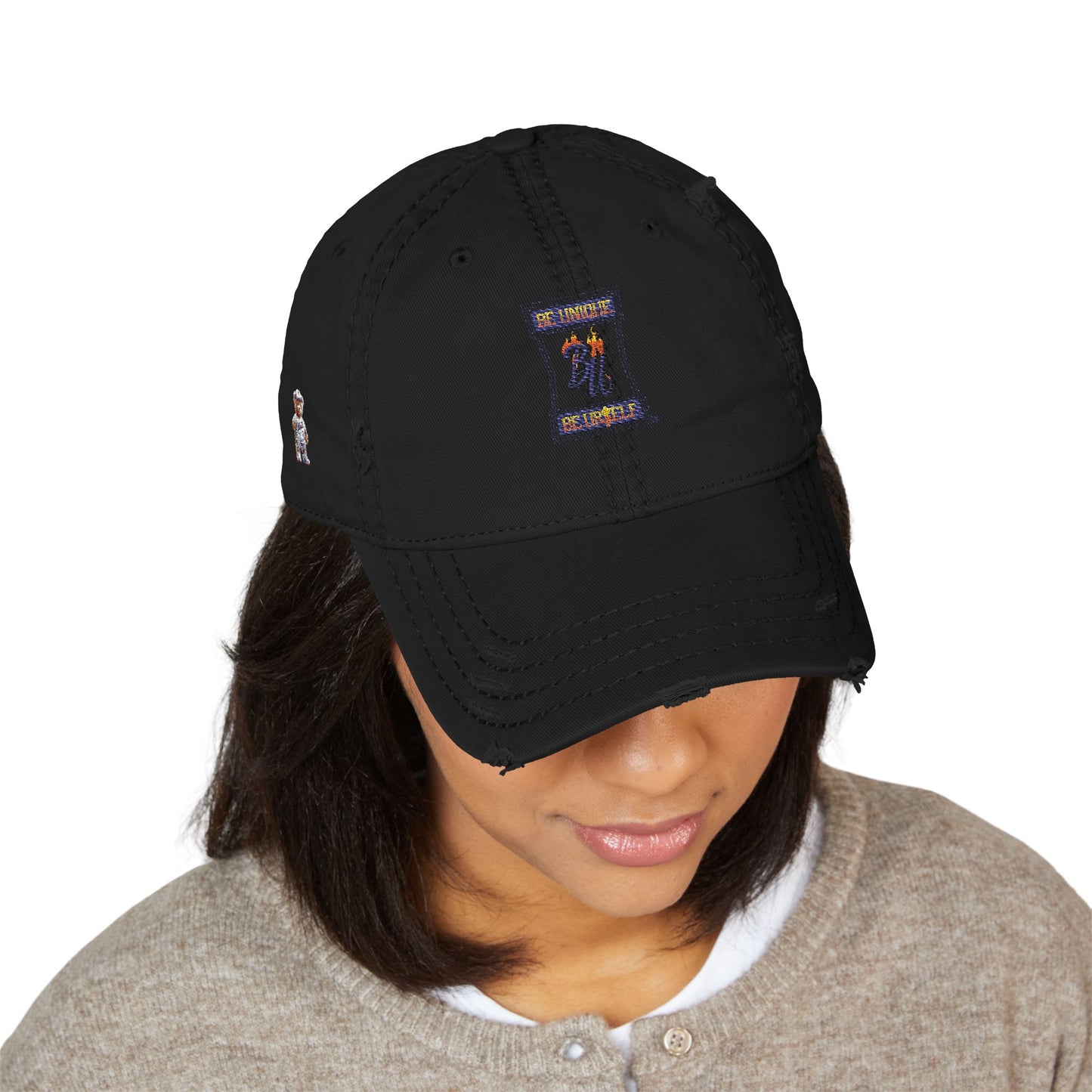 Distressed Dad Hat with Embroidery, Casual Cap, Unisex Hat, Fashion Accessory, Gift for Dad, Trendy Headwear