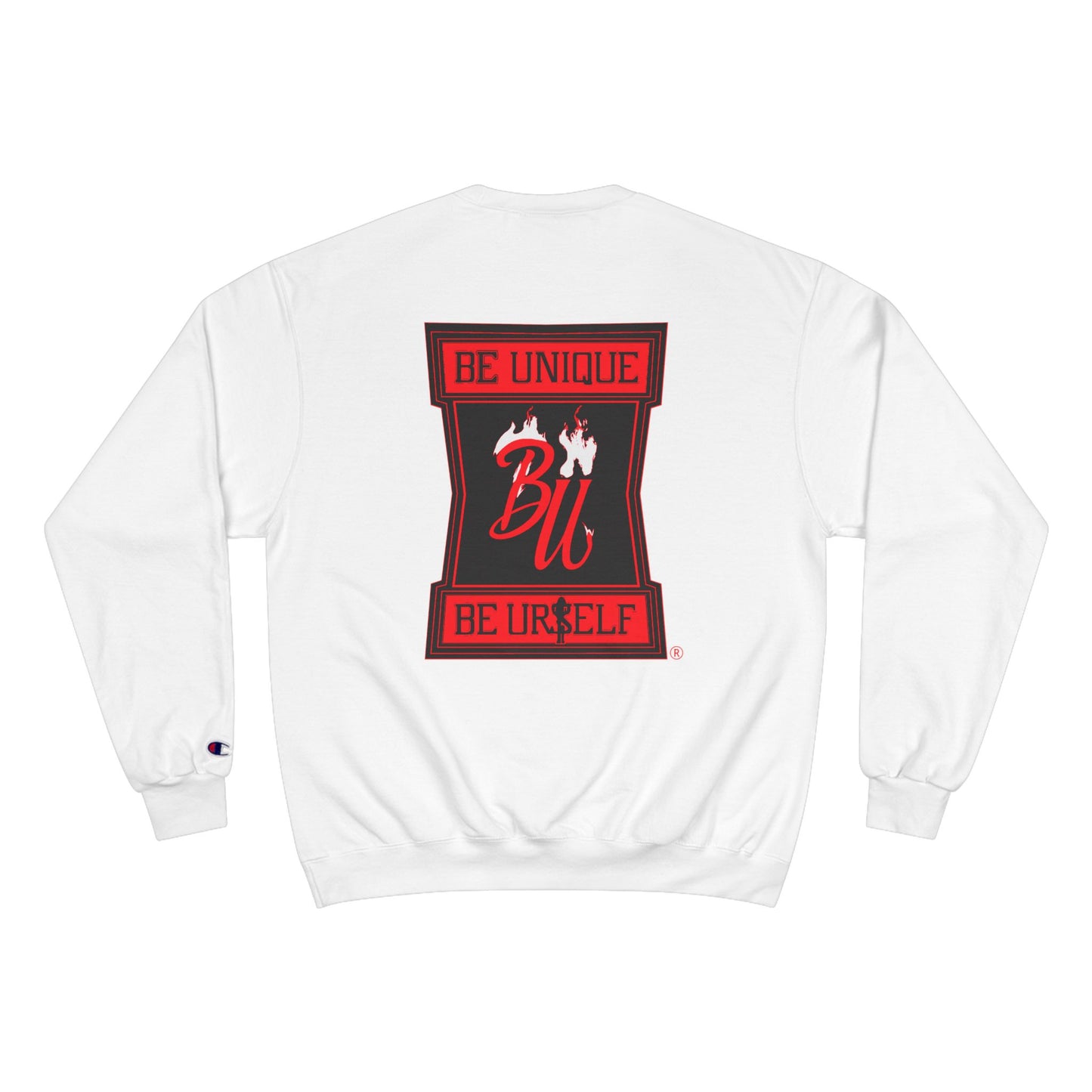 Creepy Teddy Bear Sweatshirt — 'Be Unique Be Urself' Graphic Champion Crewneck