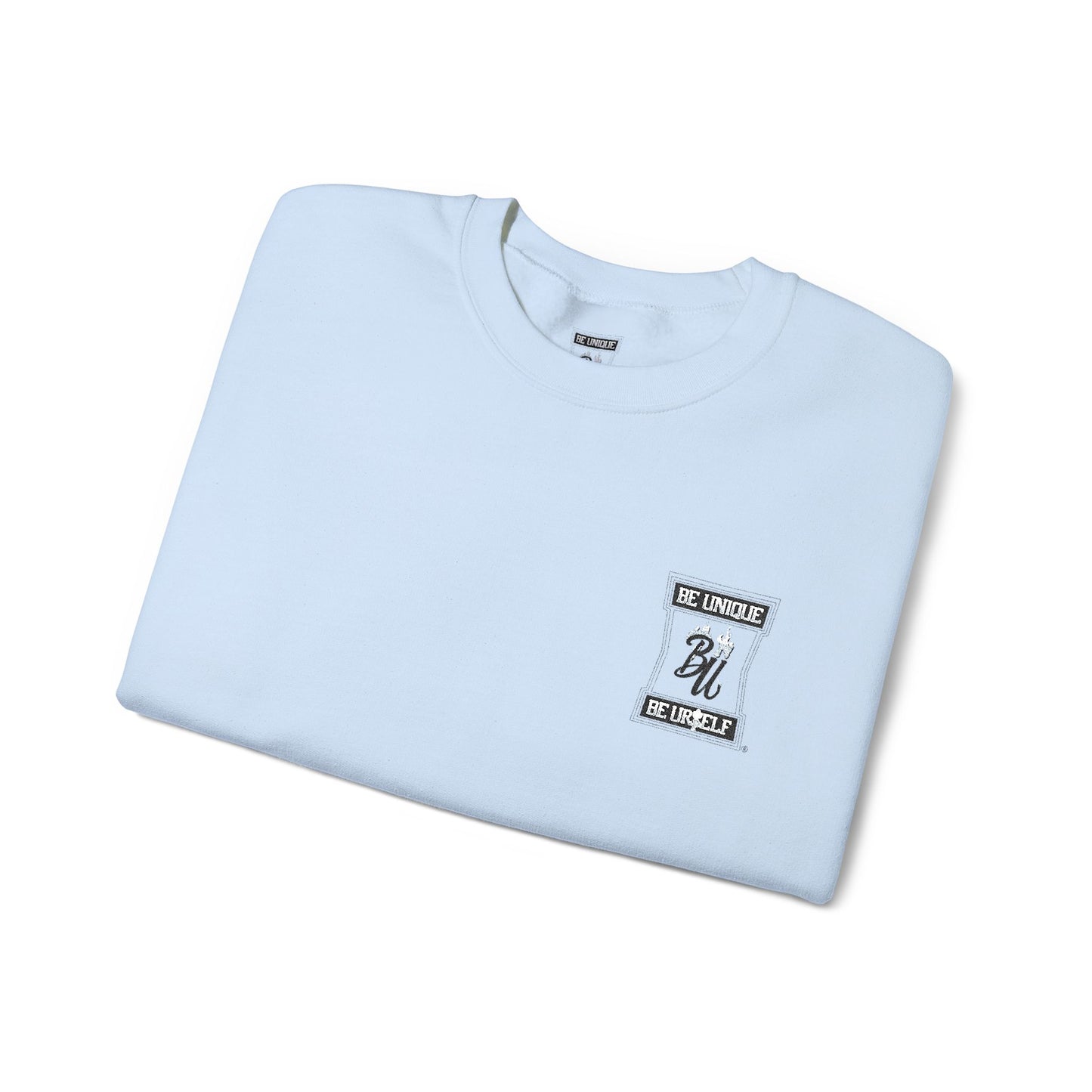 Minimalist White Crewneck Sweatshirt with Small Chest & Sleeve Graphic
