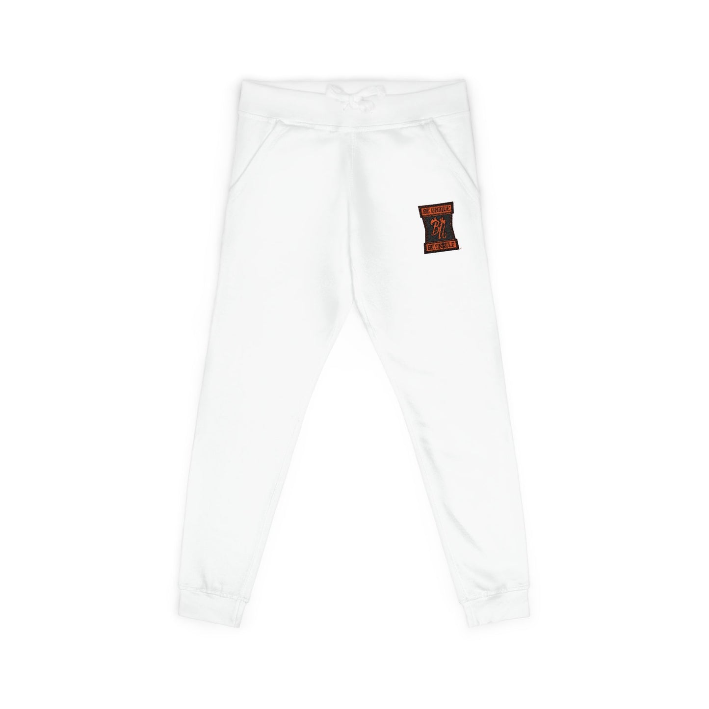 Embroidered Coral Joggers — Floral 'Love' Fleece Sweatpants