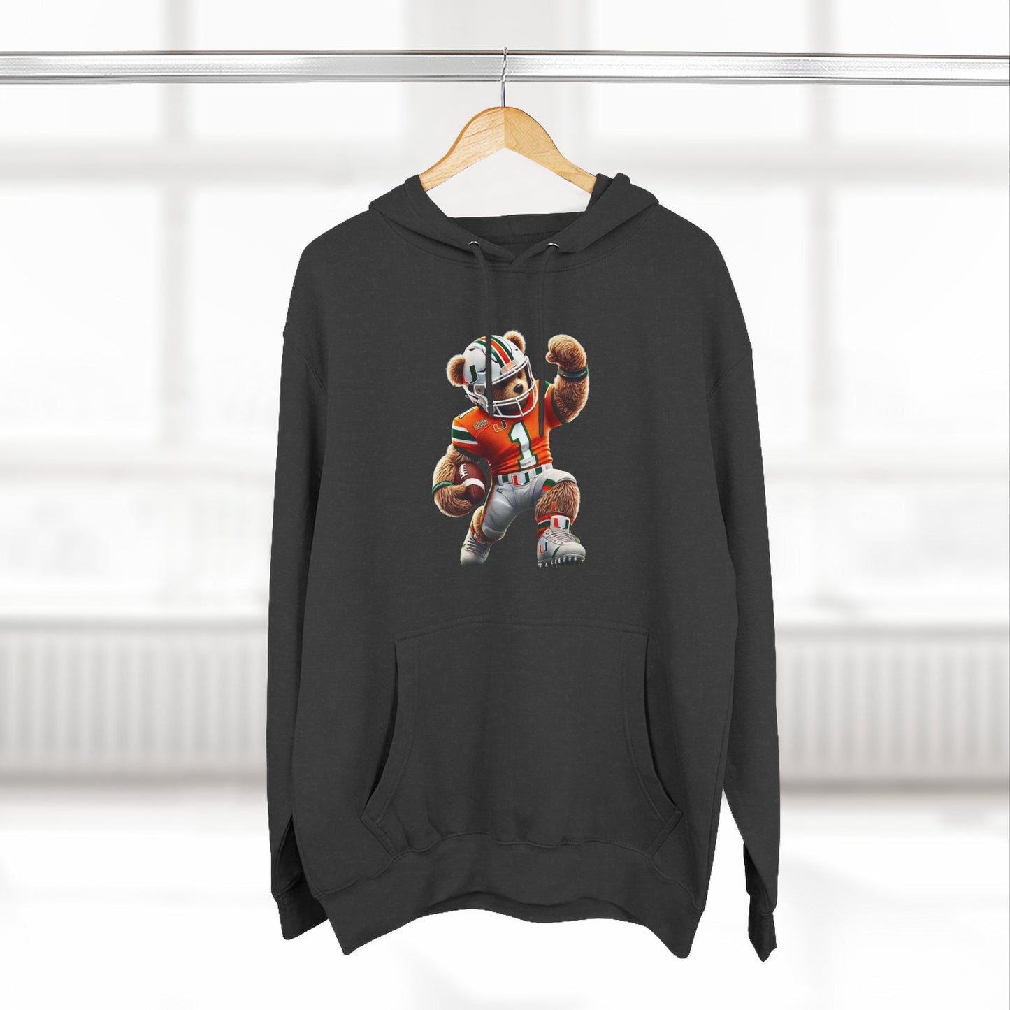 Sporty Three-Panel Fleece Hoodie, Unique Hooded Sweatshirt, Casual Fall Wear, Gift for Sports Fans, Comfortable Activewear