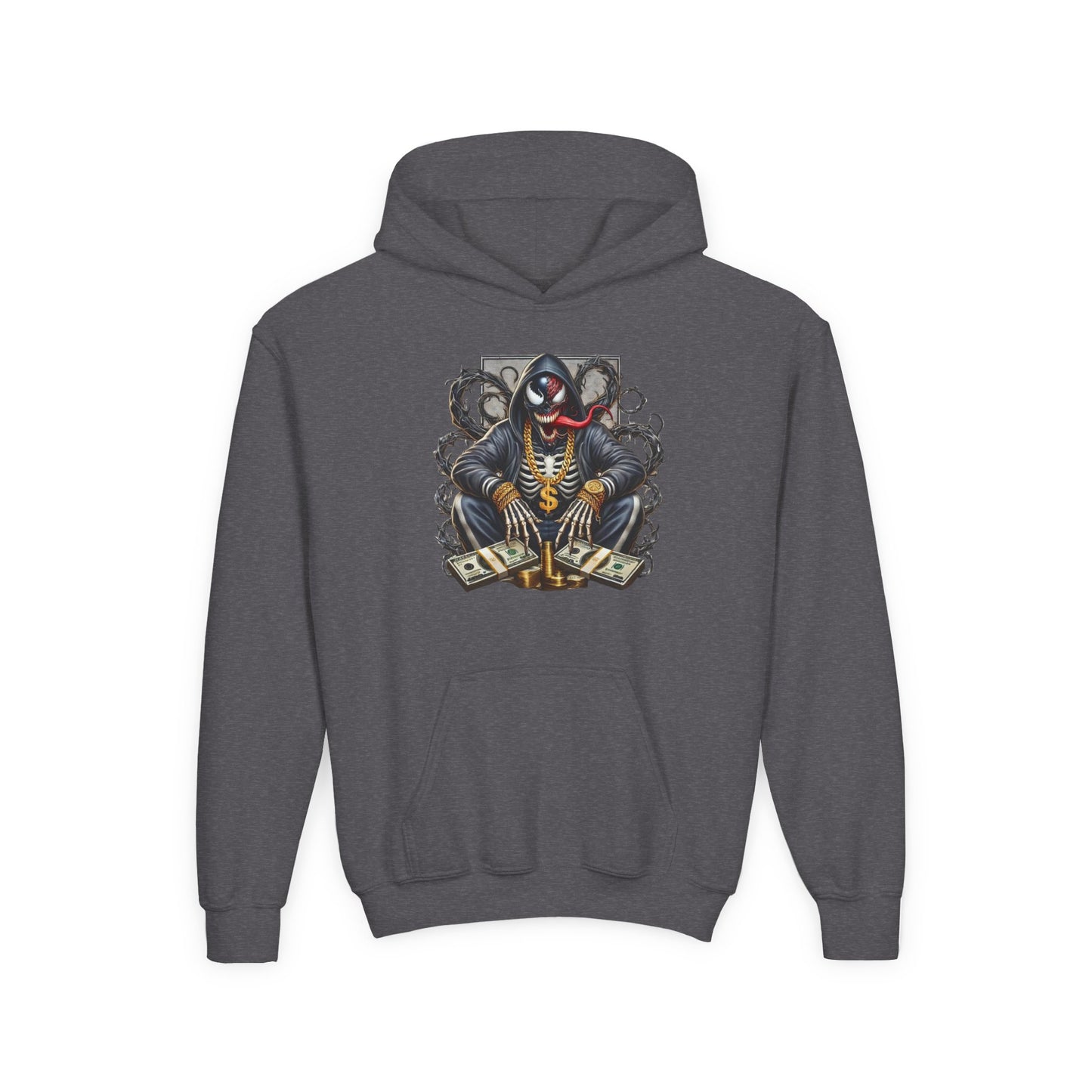 Youth Hoodie — Be Unique Be Urself Graphic Hoodie with Octopus Skull Design
