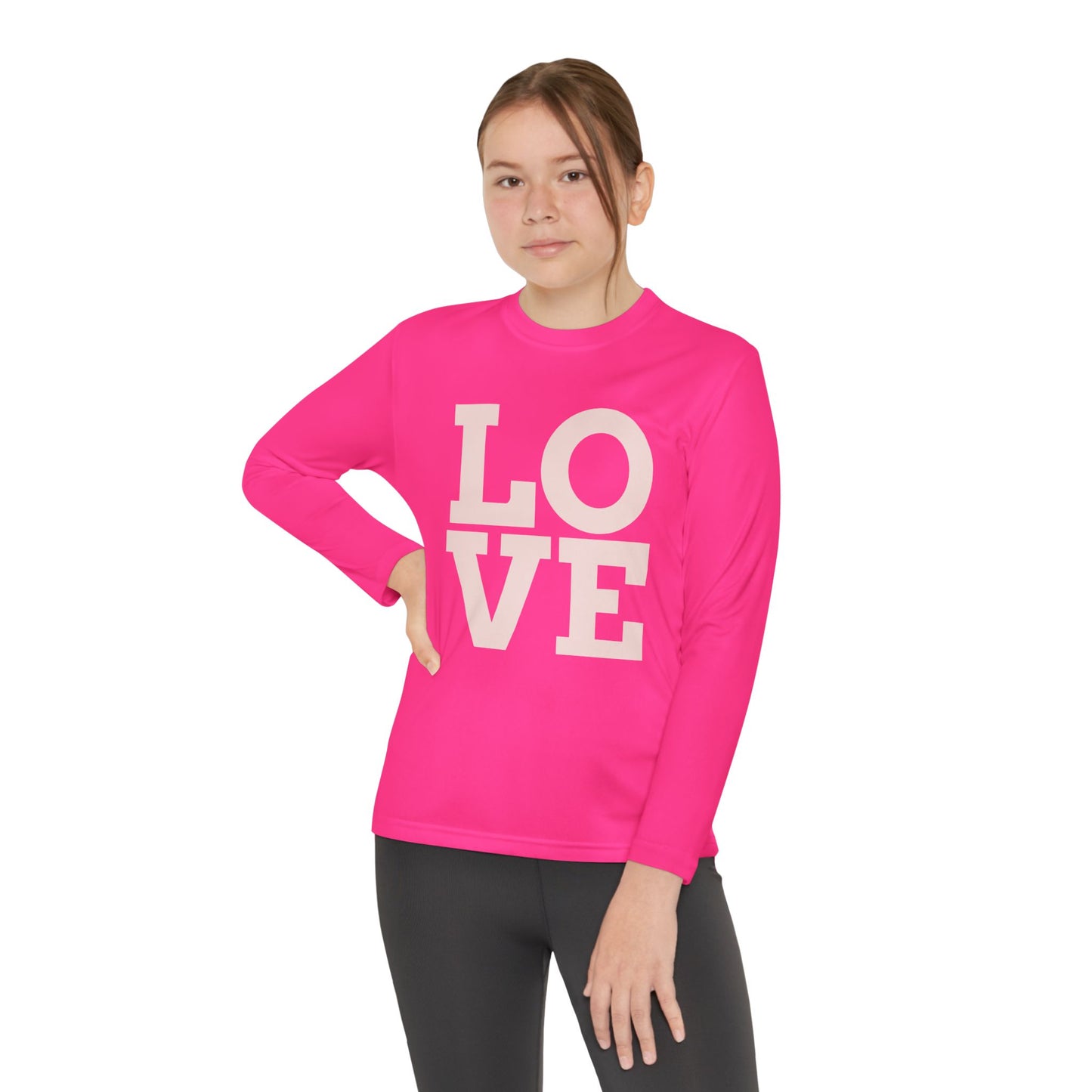 Youth Long Sleeve Love Competitor Tee | Cute Kids Shirt, Gift for Teens, Unique Style Tee, Birthday Present, Be Yourself Wear