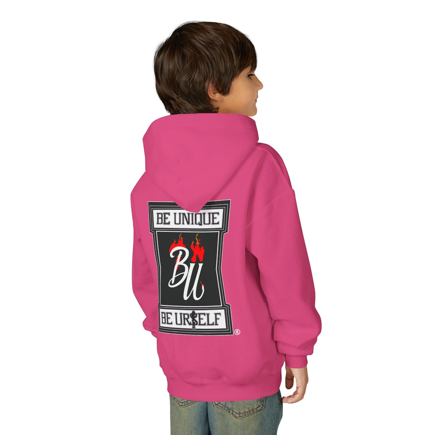 Youth Hoodie — Be Unique Be Urself Graphic Hoodie with Octopus Skull Design