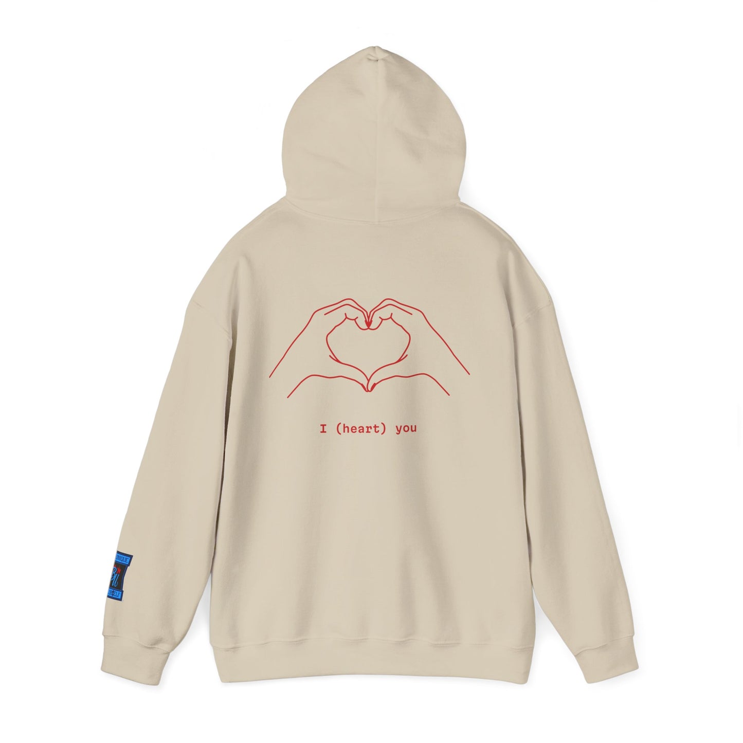 Heart Hands Hoodie — "I (heart) you" Minimal Valentine Sweatshirt