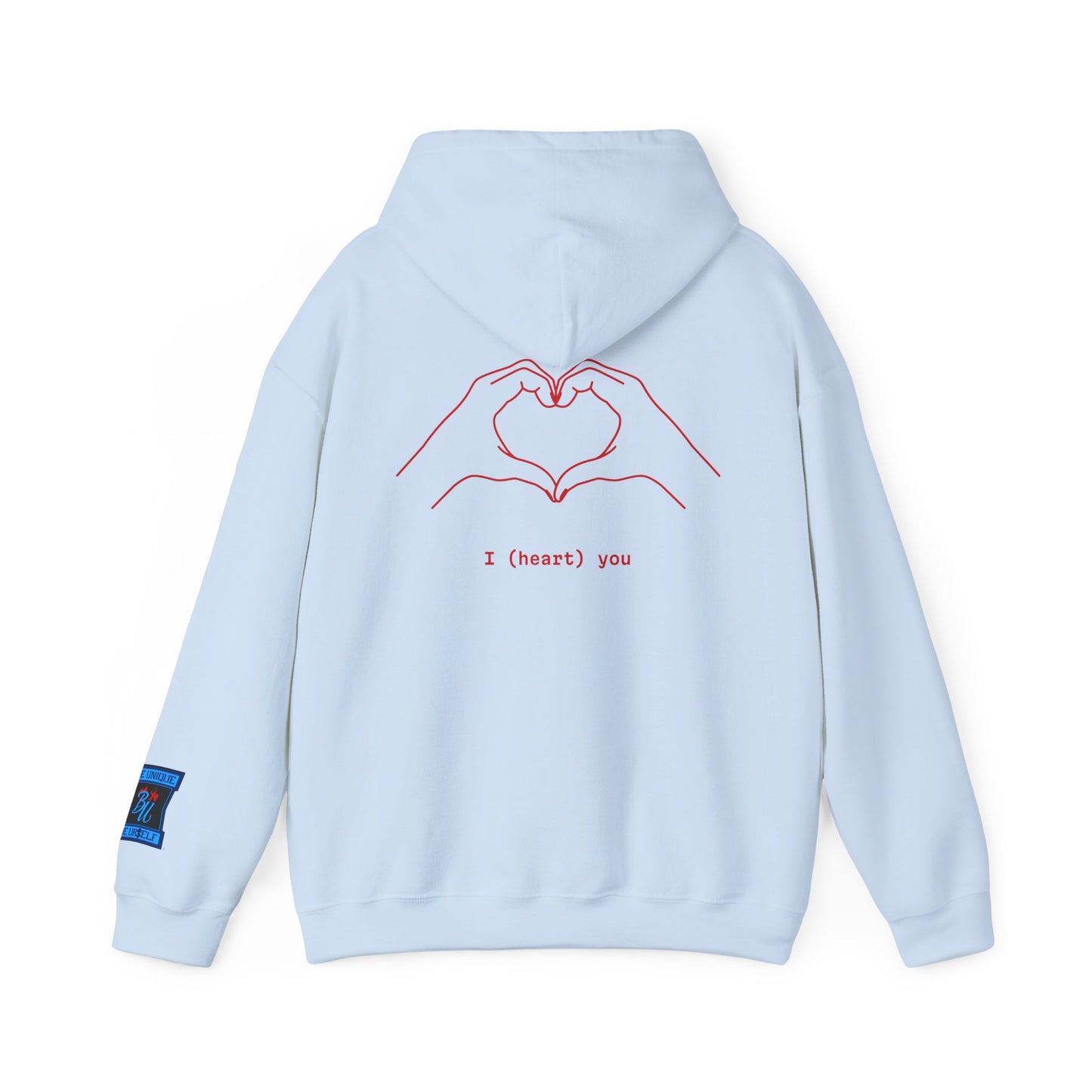 Heart Hands Hoodie — "I (heart) you" Minimal Valentine Sweatshirt