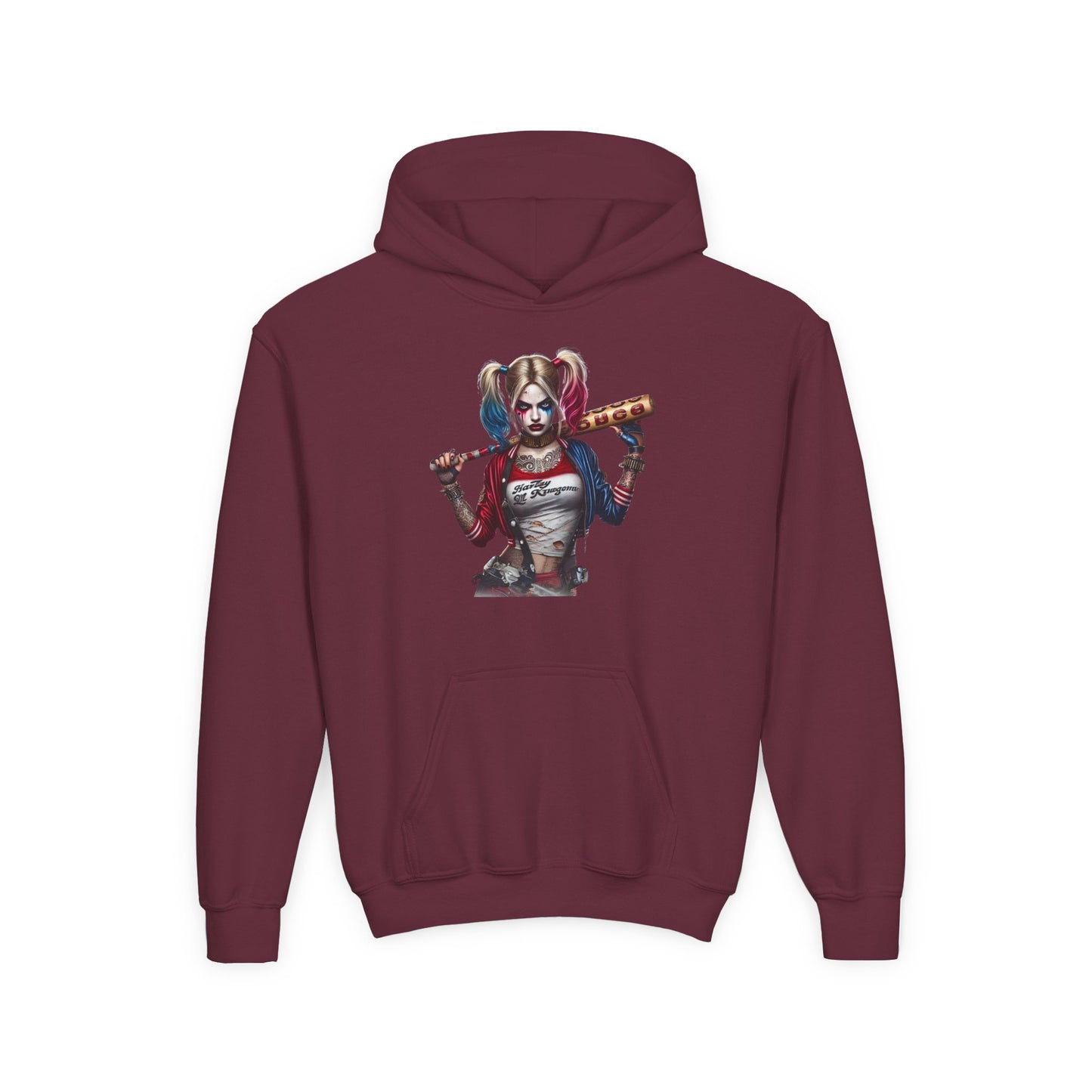 Harley Quinn Inspired Youth Hoodie, Be Unique Be Yourself Sweatshirt, Comic-Con Apparel, Kids Gift, Movie Fan Hoodie