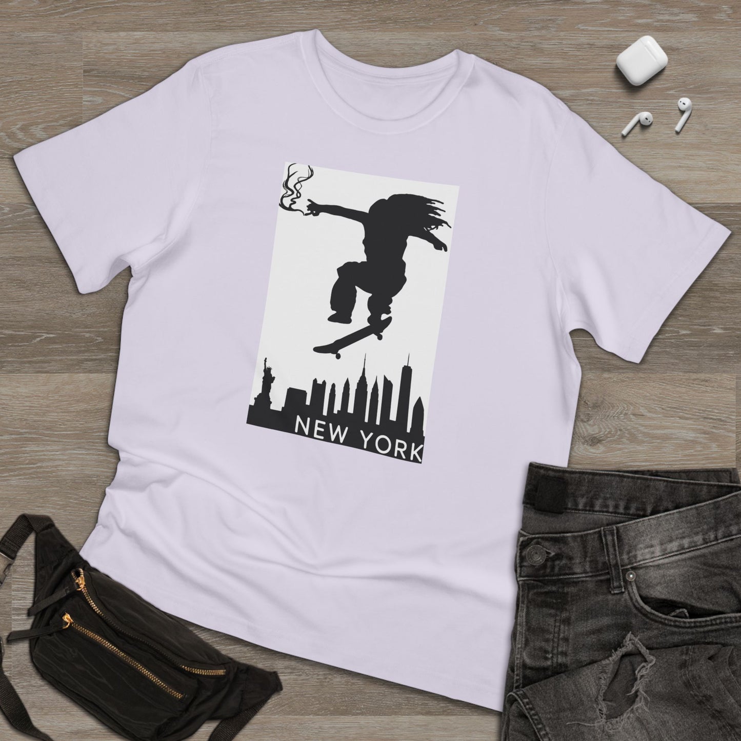 New York City Skater T-shirt, Urban Style Tee, Streetwear Shirt, Skateboarder Apparel, NYC Vibes Fashion