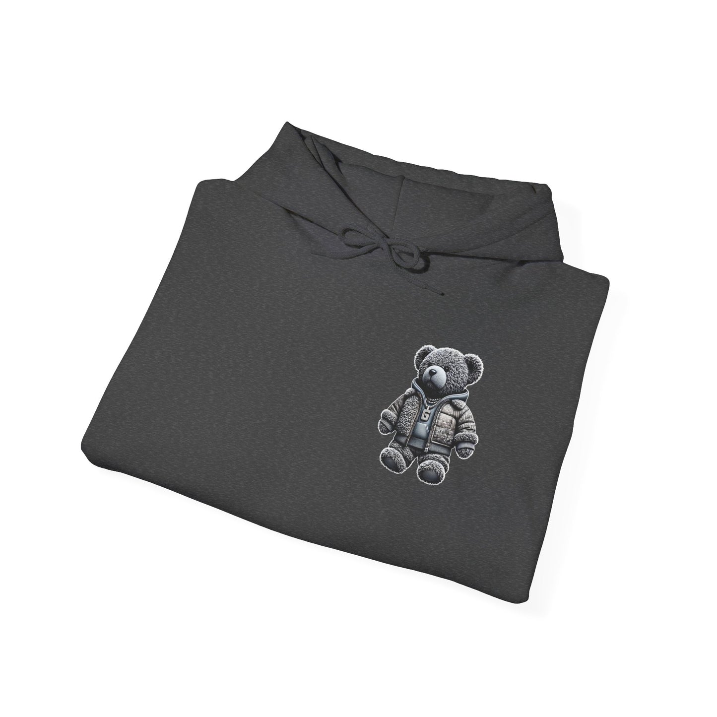Teddy Bear Graphic Hoodie — Cozy Streetwear Pullover with Patch Detail