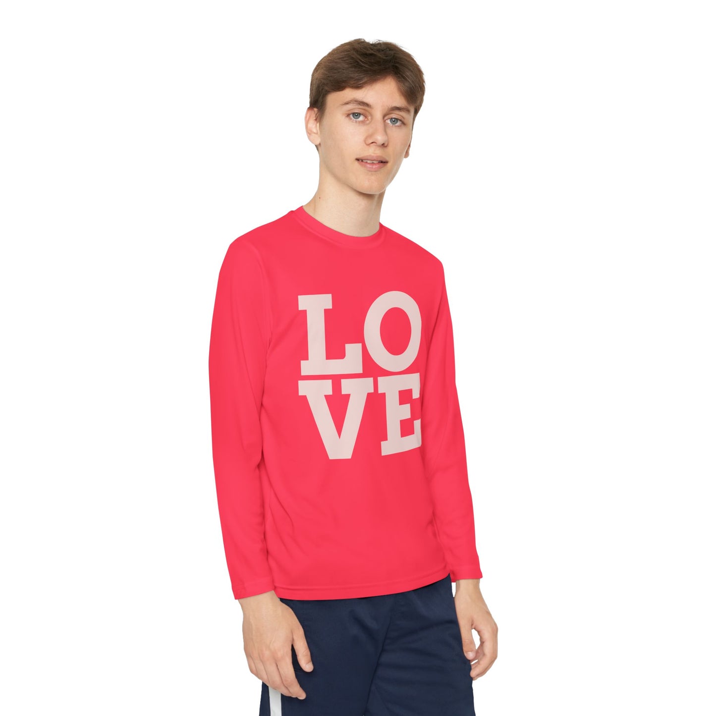 Youth Long Sleeve Love Competitor Tee | Cute Kids Shirt, Gift for Teens, Unique Style Tee, Birthday Present, Be Yourself Wear