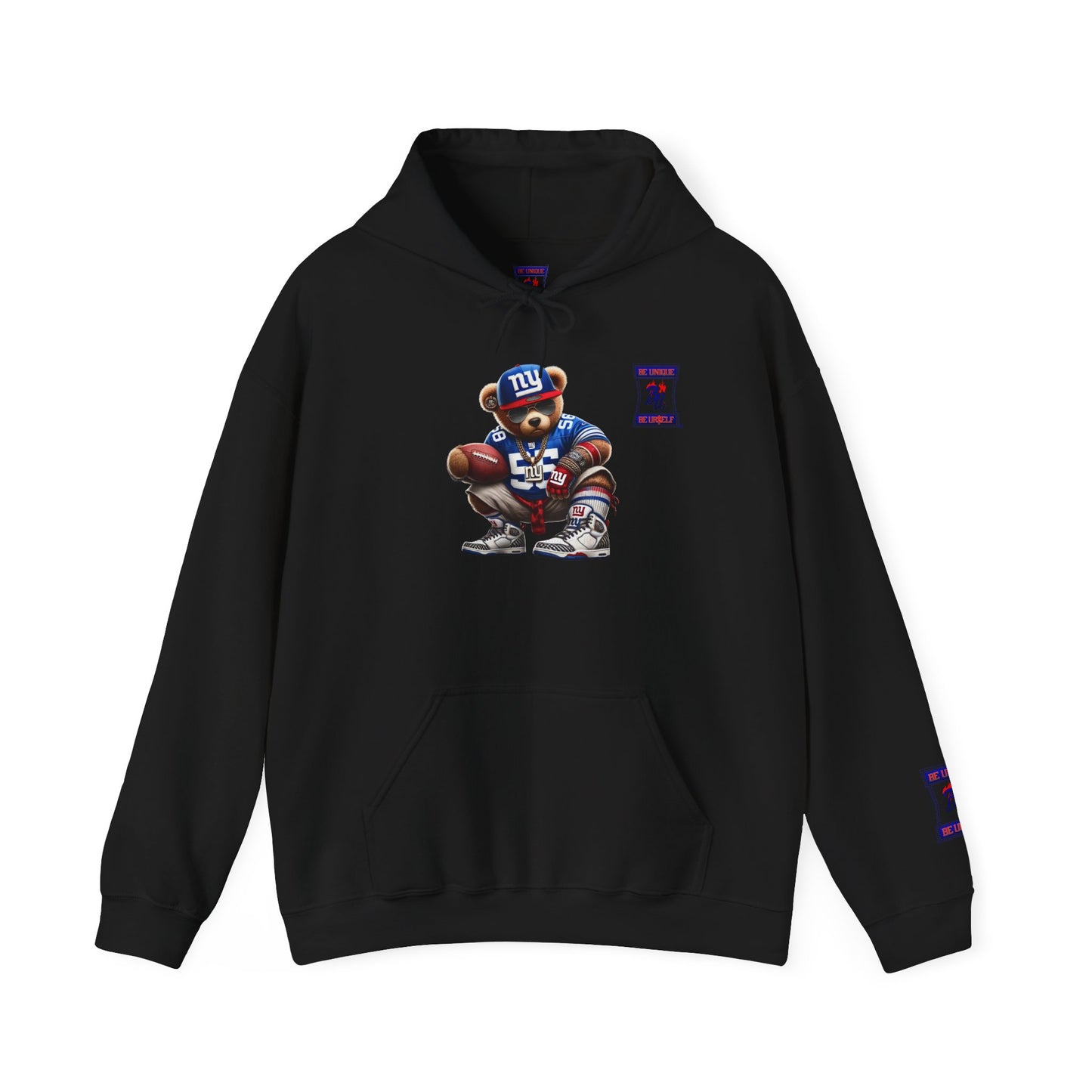 Football Bear Hoodie — Retro NYG Football Player Graphic Sweatshirt