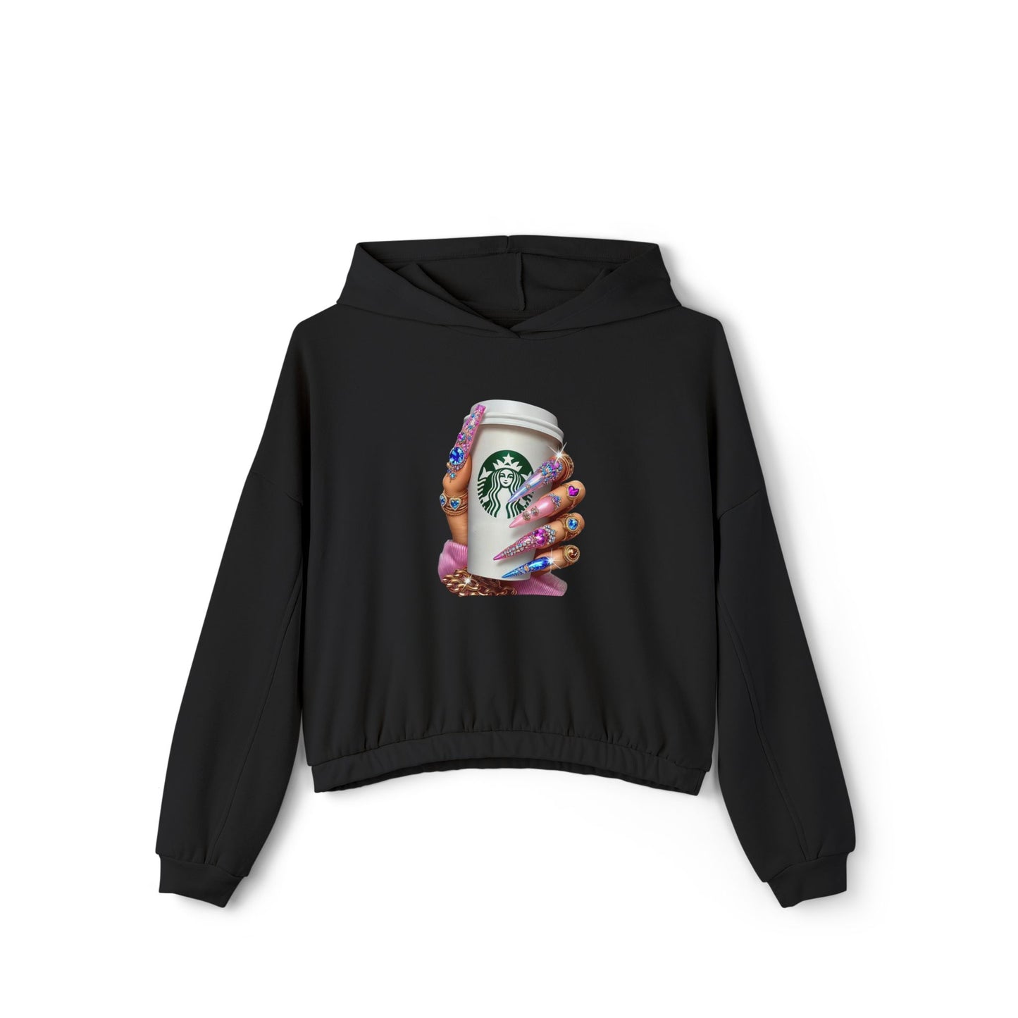 Stylish Women's Cinched Bottom Hoodie, Trendy Casual Wear, Perfect for Coffee Lovers, Unique Gift for Her, Fall Fashion Essential, [...]