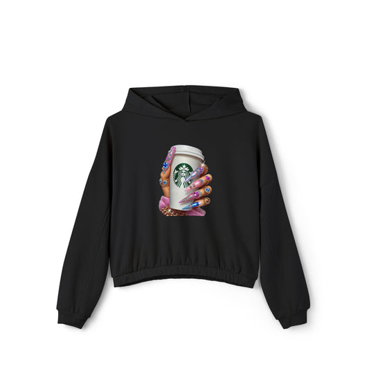 Stylish Women's Cinched Bottom Hoodie, Trendy Casual Wear, Perfect for Coffee Lovers, Unique Gift for Her, Fall Fashion Essential, [...]