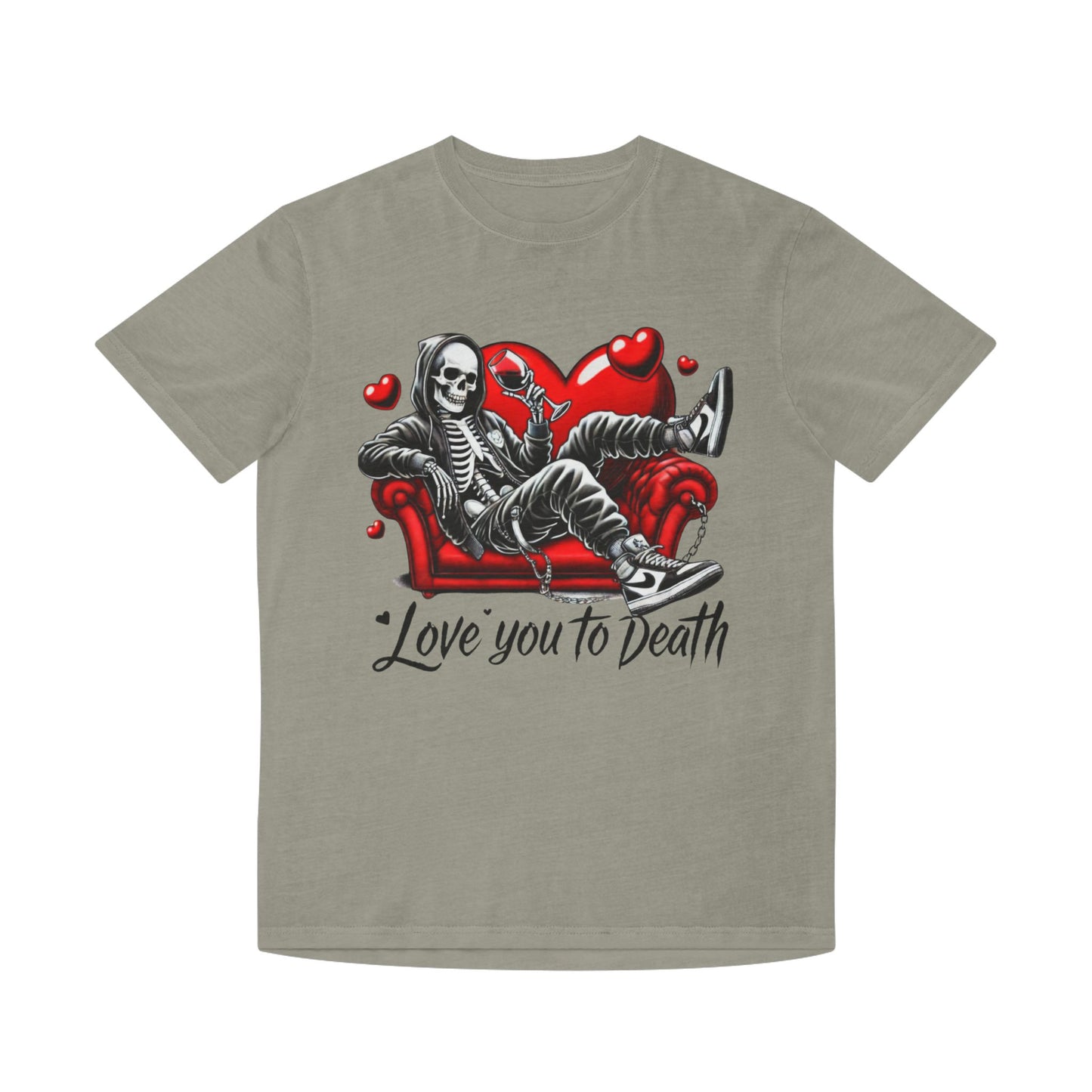 Unisex Faded Graphic Tee for Unique Souls - Love You to Death Design, Casual Wear, Gift for Halloween, Celebrations, Everyday Style