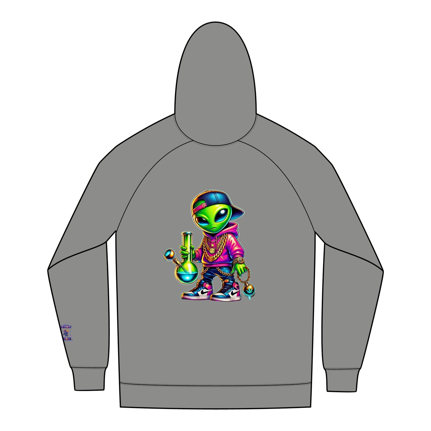 Urban Alien Graphics Full-Zip Hoodie - Streetwear, Casual Jacket, Hip Hop Apparel, Funky Gift for Men, Cool Hoodie