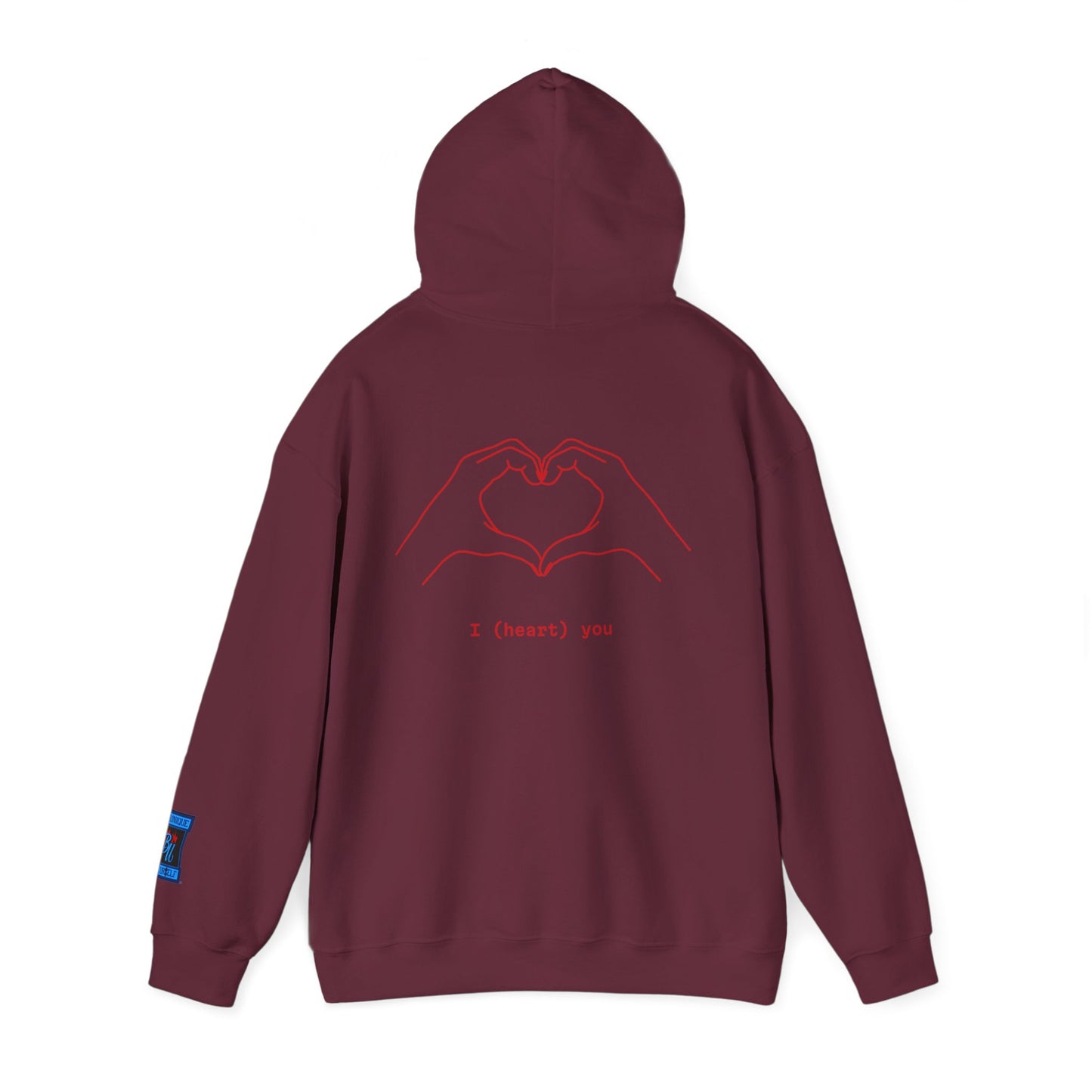 Heart Hands Hoodie — "I (heart) you" Minimal Valentine Sweatshirt