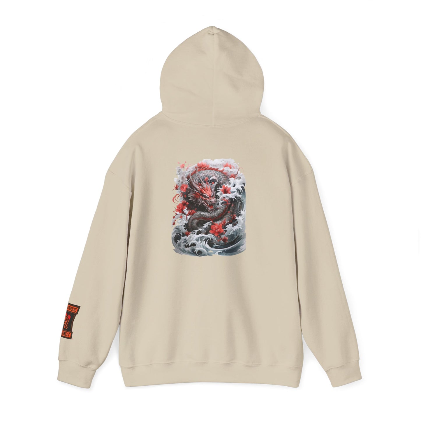 Dragon Wave Hoodie — Japanese Ink Koi Dragon Graphic Hooded Sweatshirt