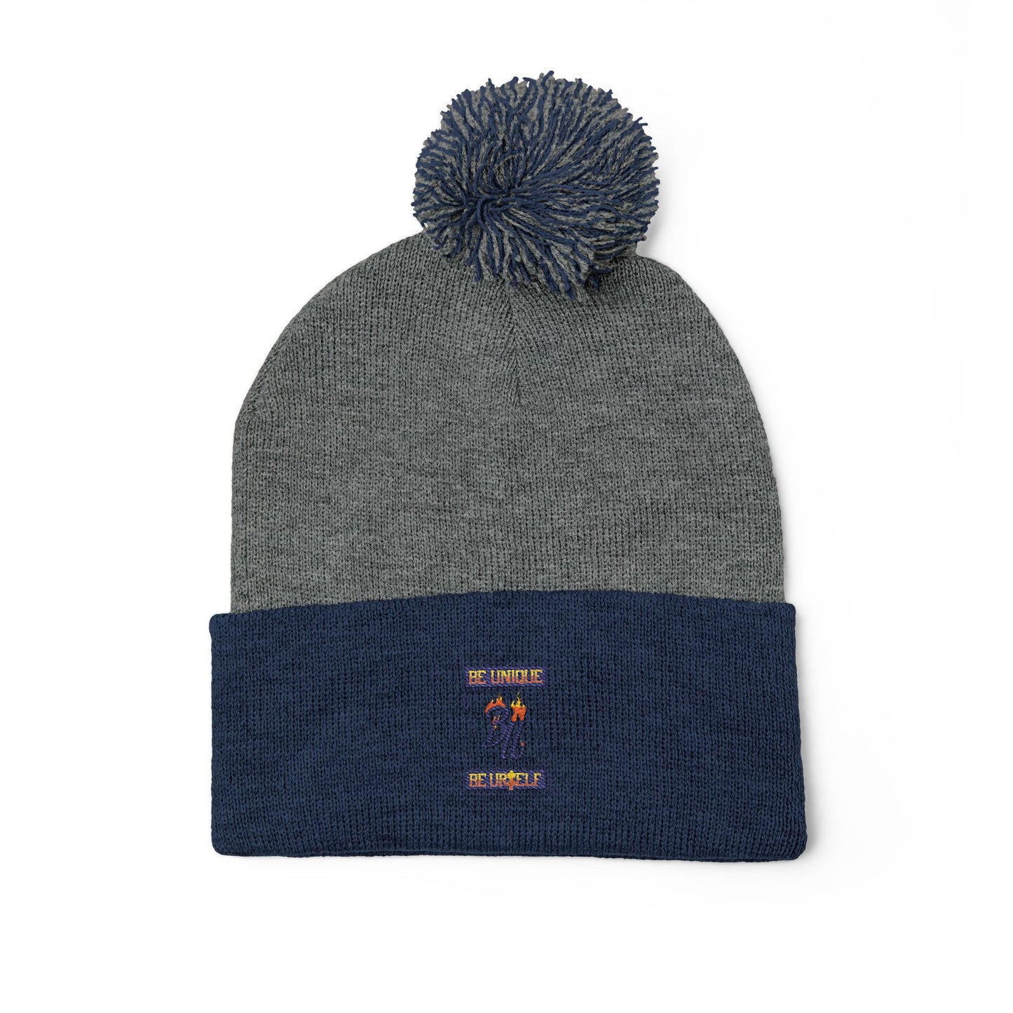 Cozy Pom-Pom Knit Cap with Unique Embroidery, Winter Hat, Beanie for Men & Women, Gift for Him/Her, Perfect for Outdoor Activities