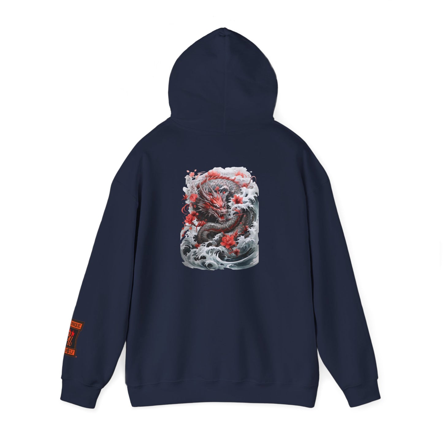 Dragon Wave Hoodie — Japanese Ink Koi Dragon Graphic Hooded Sweatshirt