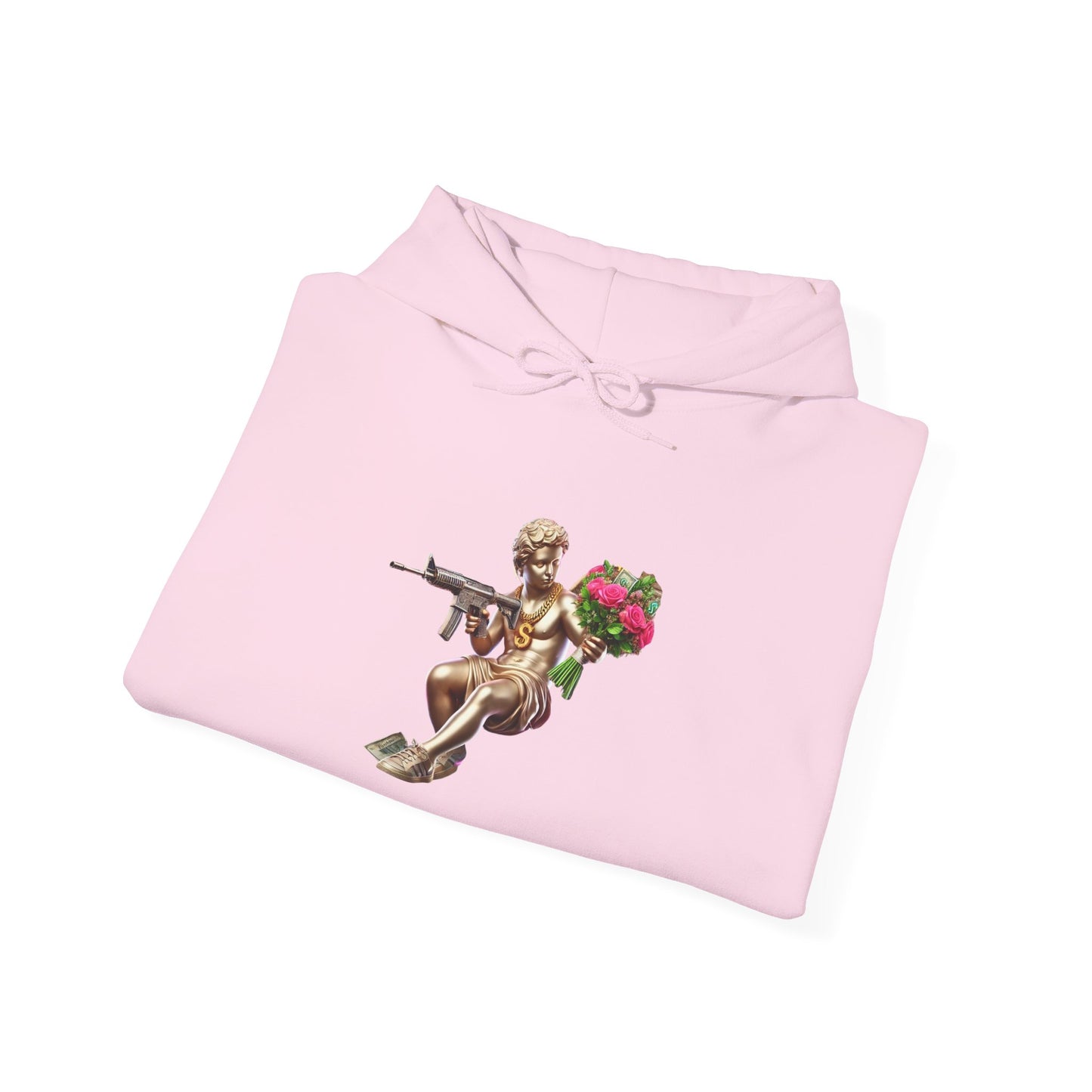 Hoodie — Cherub with Roses Design, 'Be True, Be Yourself' Inspirational Streetwear