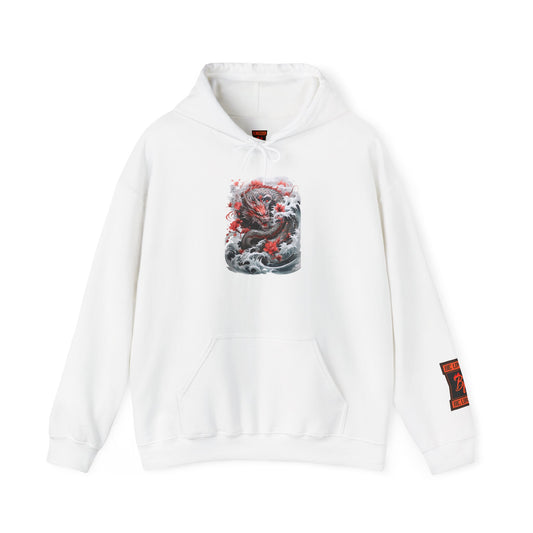 Dragon Wave Hoodie — Japanese Ink Koi Dragon Graphic Hooded Sweatshirt