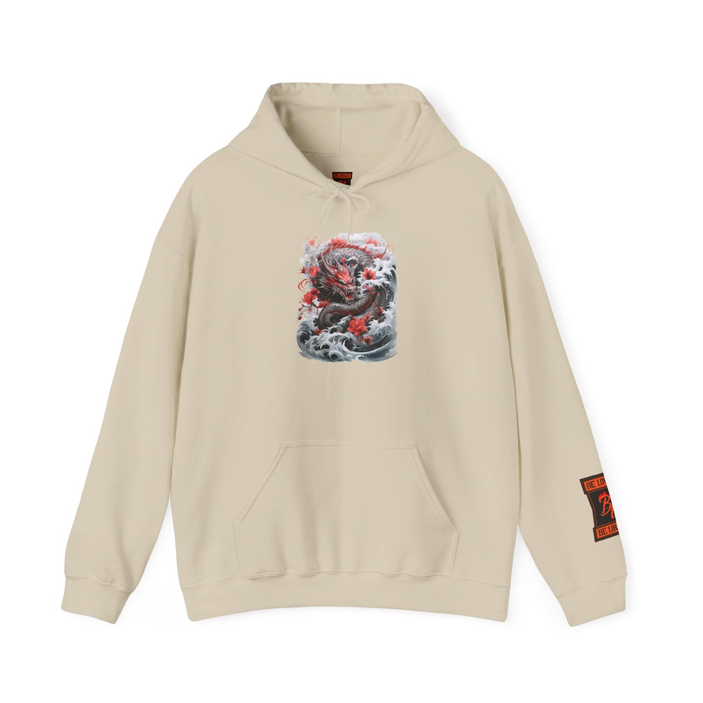 Dragon Wave Hoodie — Japanese Ink Koi Dragon Graphic Hooded Sweatshirt