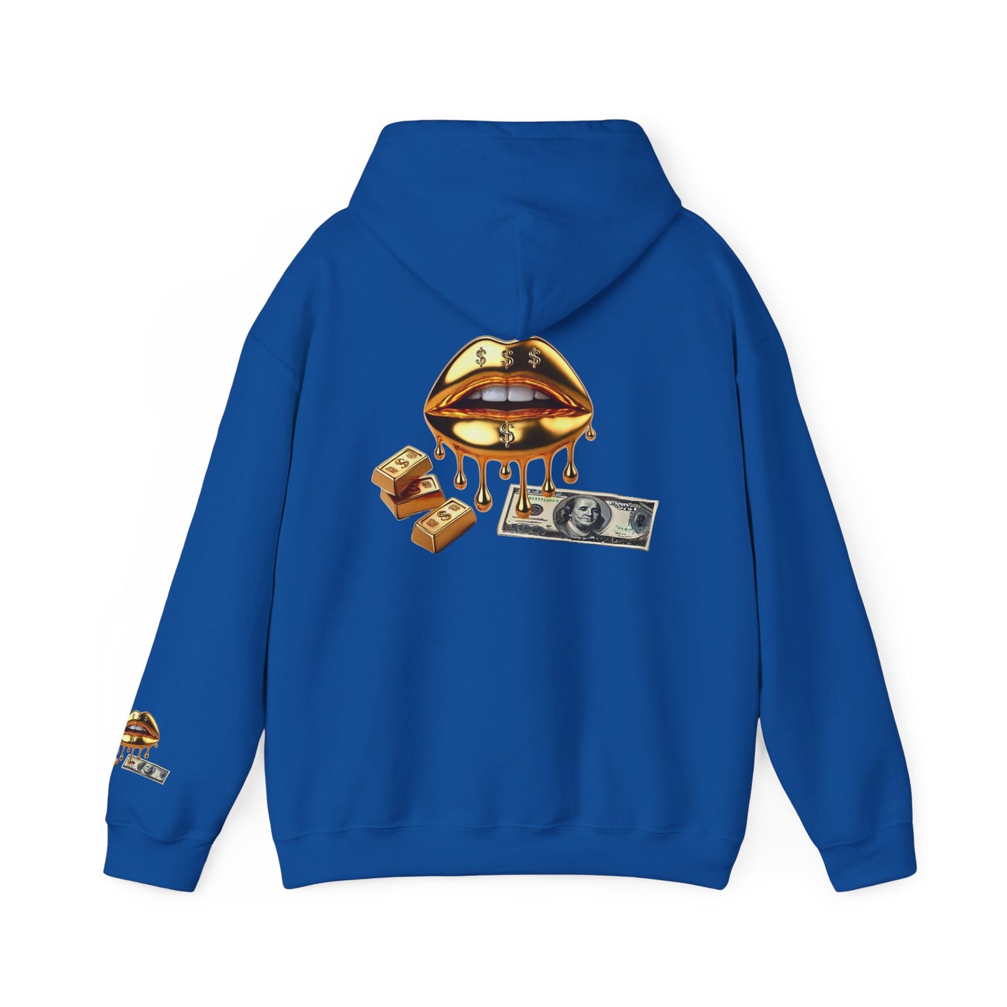 Hoodie — Golden Drip Lips & Money Graphic Pullover