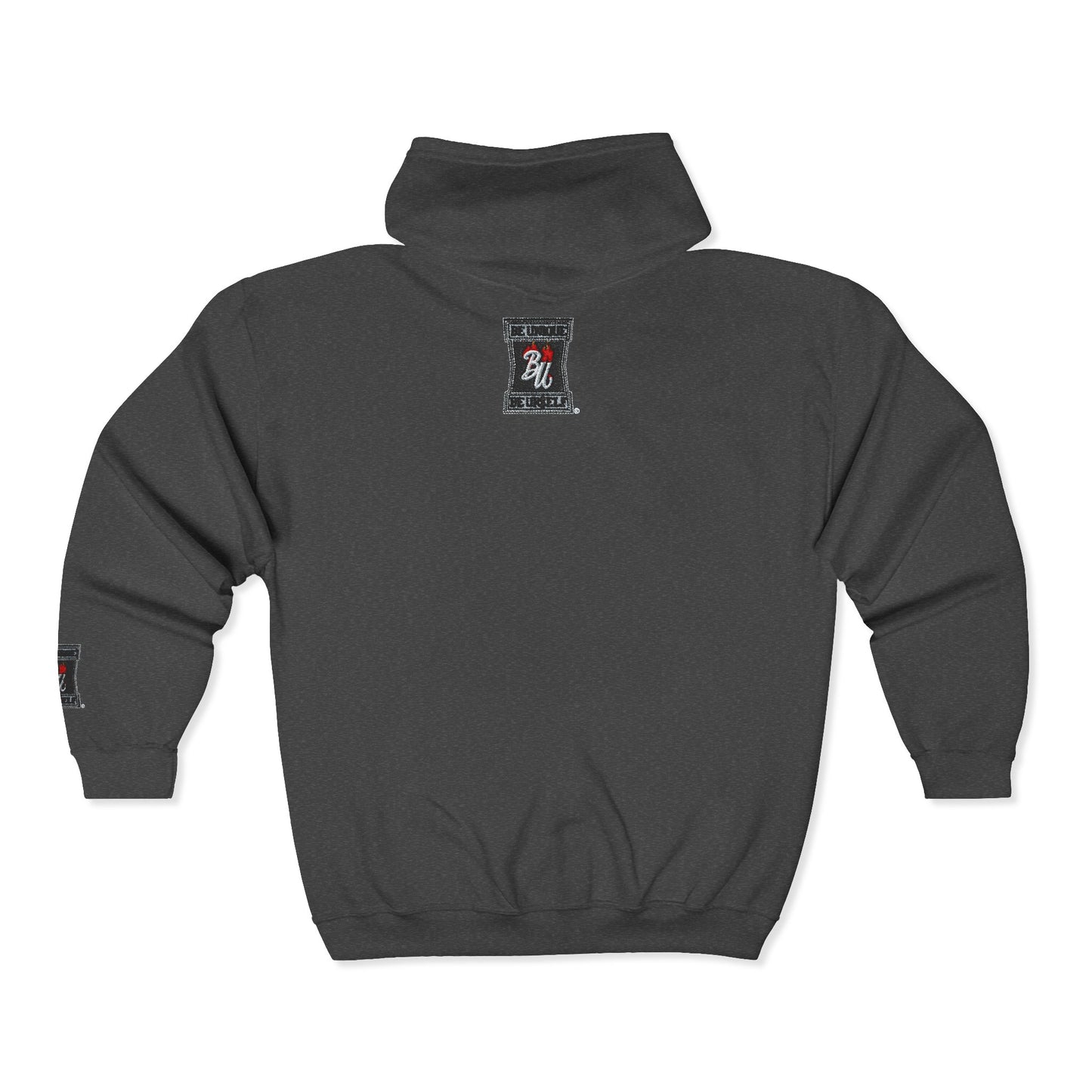 Full-Zip Hoodie — 'Be Kind' Retro Patch Design