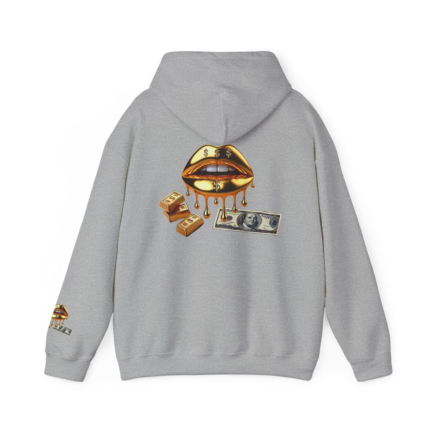 Hoodie — Golden Drip Lips & Money Graphic Pullover