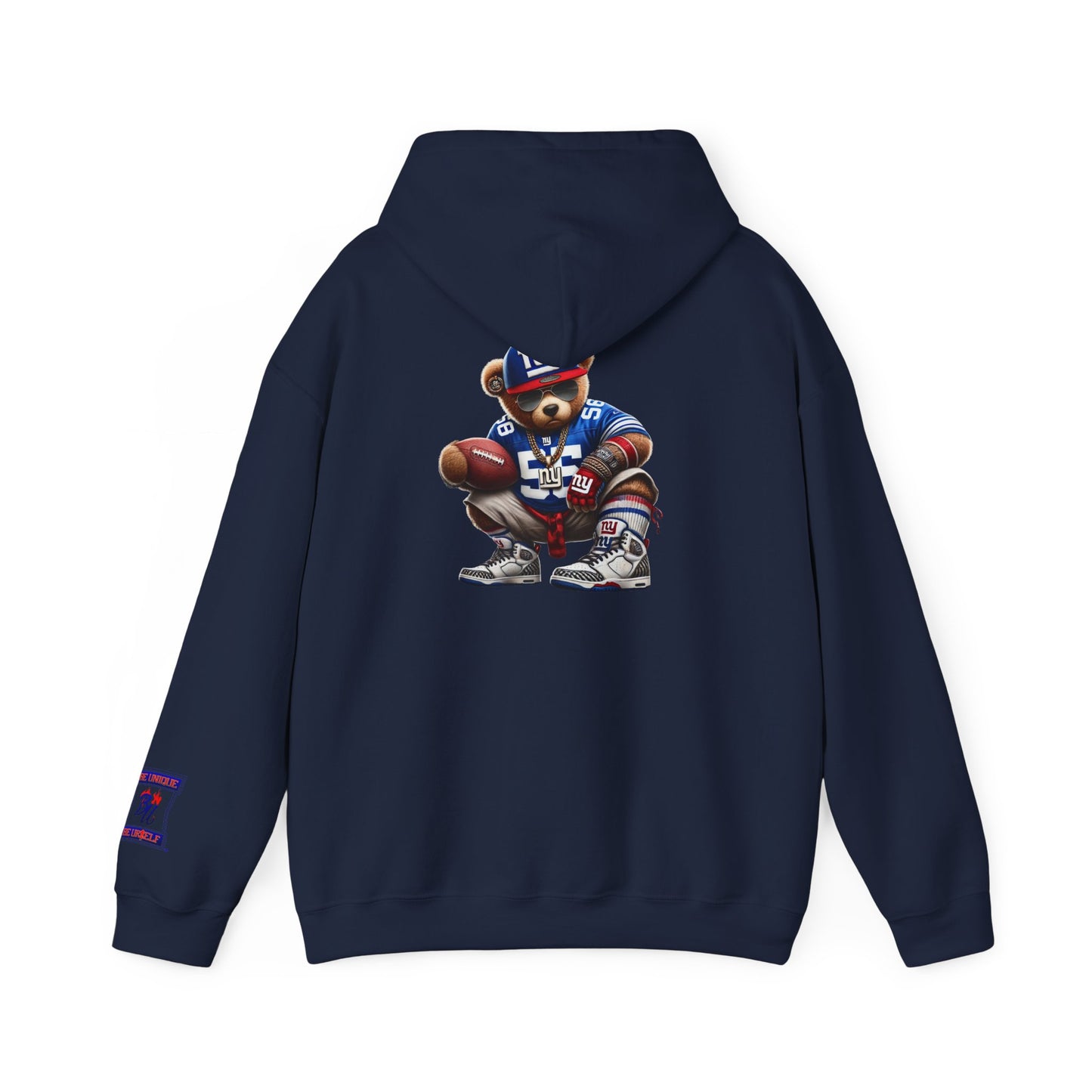 Football Bear Hoodie — Retro NYG Football Player Graphic Sweatshirt