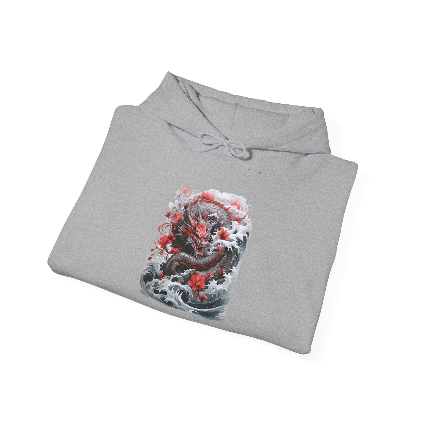 Dragon Wave Hoodie — Japanese Ink Koi Dragon Graphic Hooded Sweatshirt