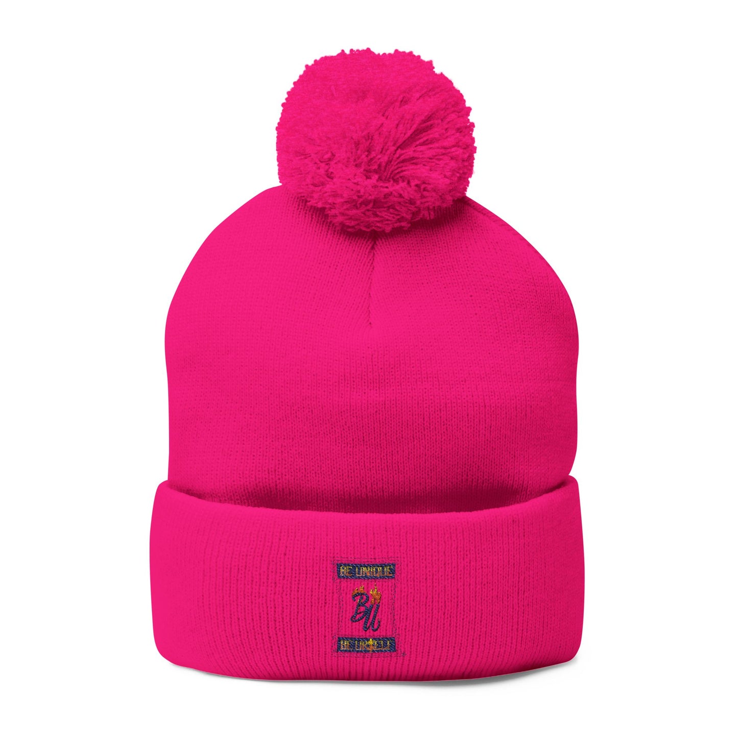 Cozy Pom-Pom Knit Cap with Unique Embroidery, Winter Hat, Beanie for Men & Women, Gift for Him/Her, Perfect for Outdoor Activities